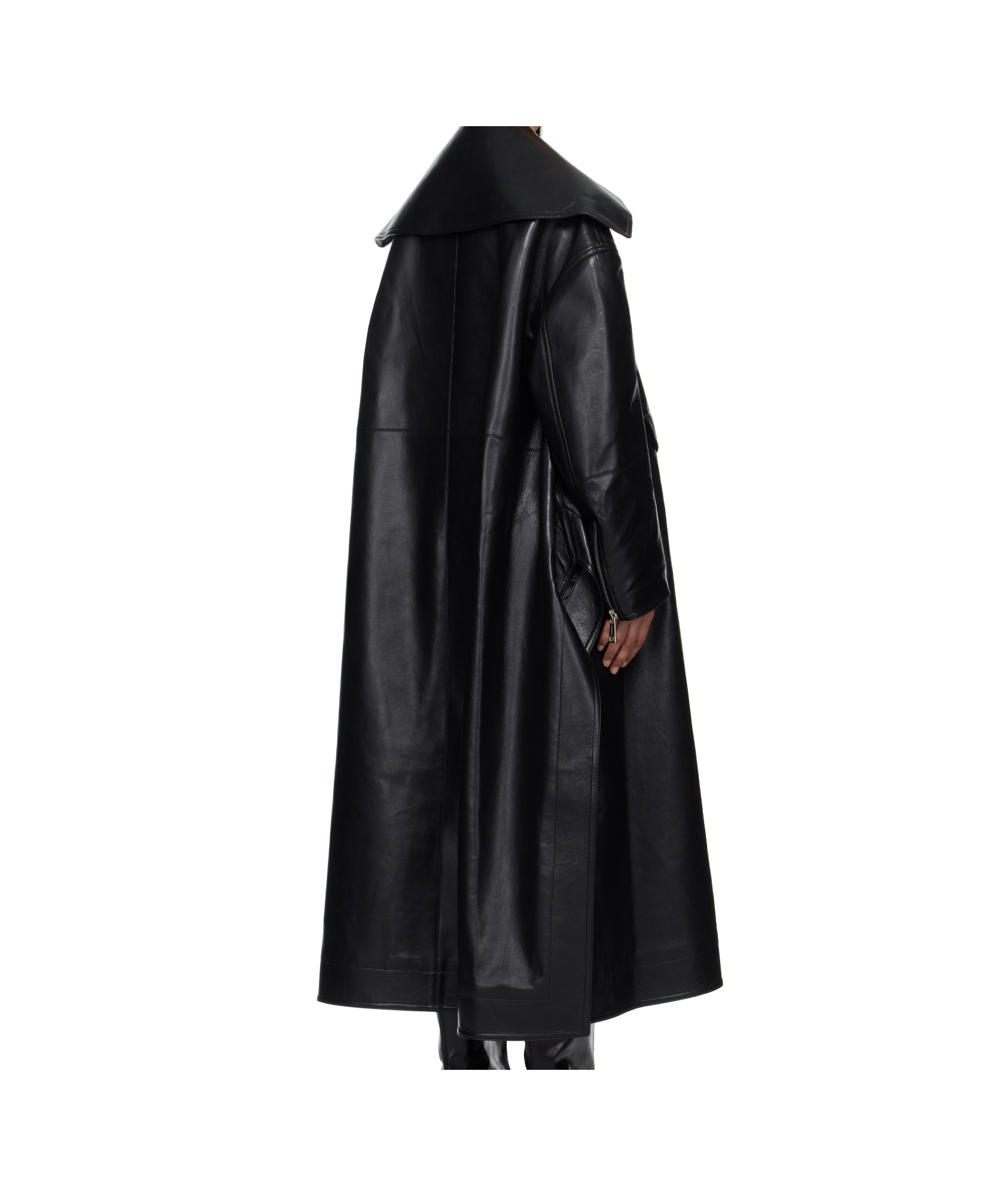 Nanushka Black Teca Regenerated Leather Trench Coat In Black