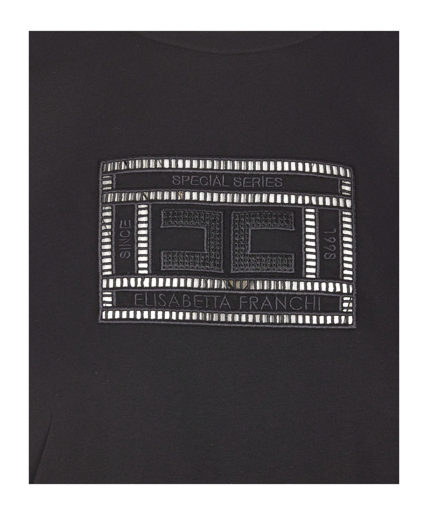 Elisabetta Franchi Crewneck Short Sleeves Straight Hem T-shirt In Black