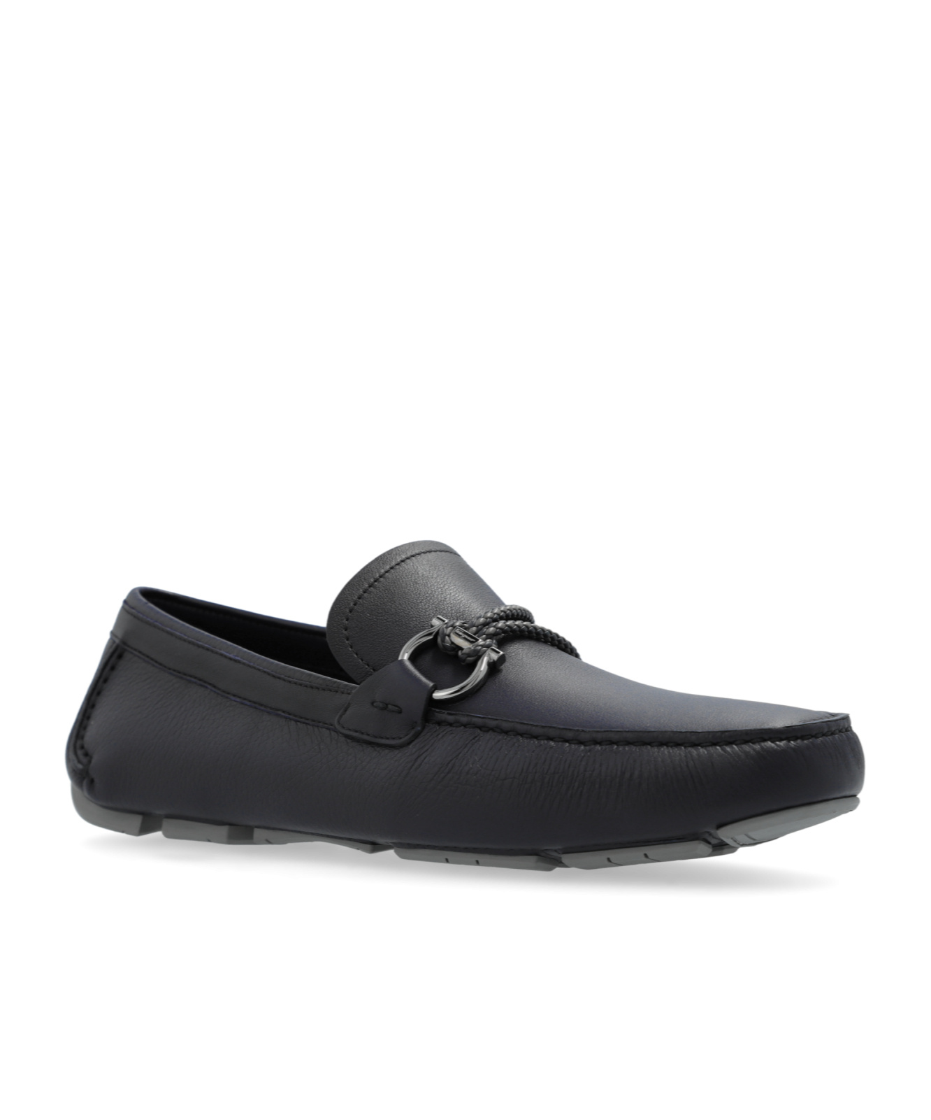 Ferragamo Gancini Leather Loafers In Black