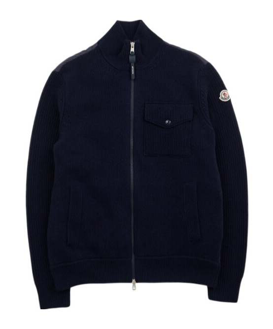Moncler Long-sleeved Casual Jacket In Blue