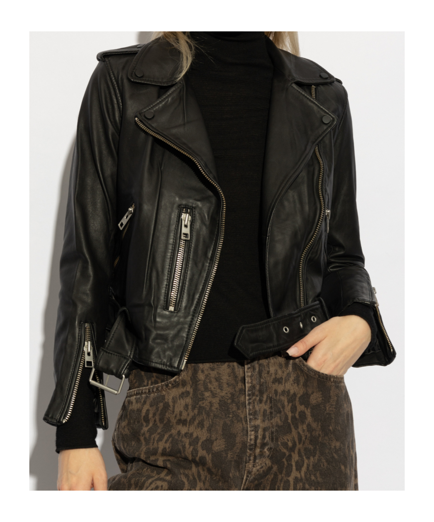 Allsaints All Saints Balfern Biker Wome In Black