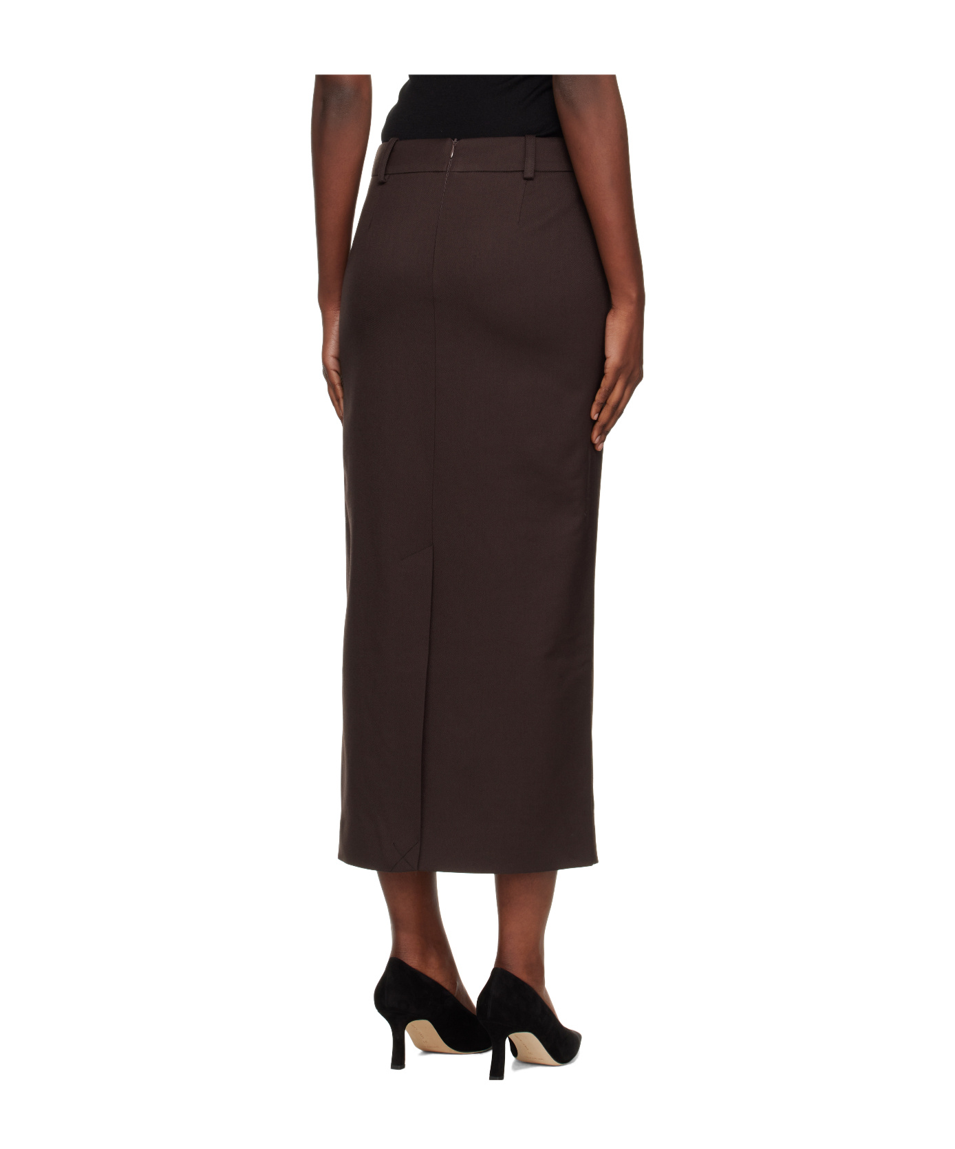 The Frankie Shop Alrose Midi Skirt In Brown