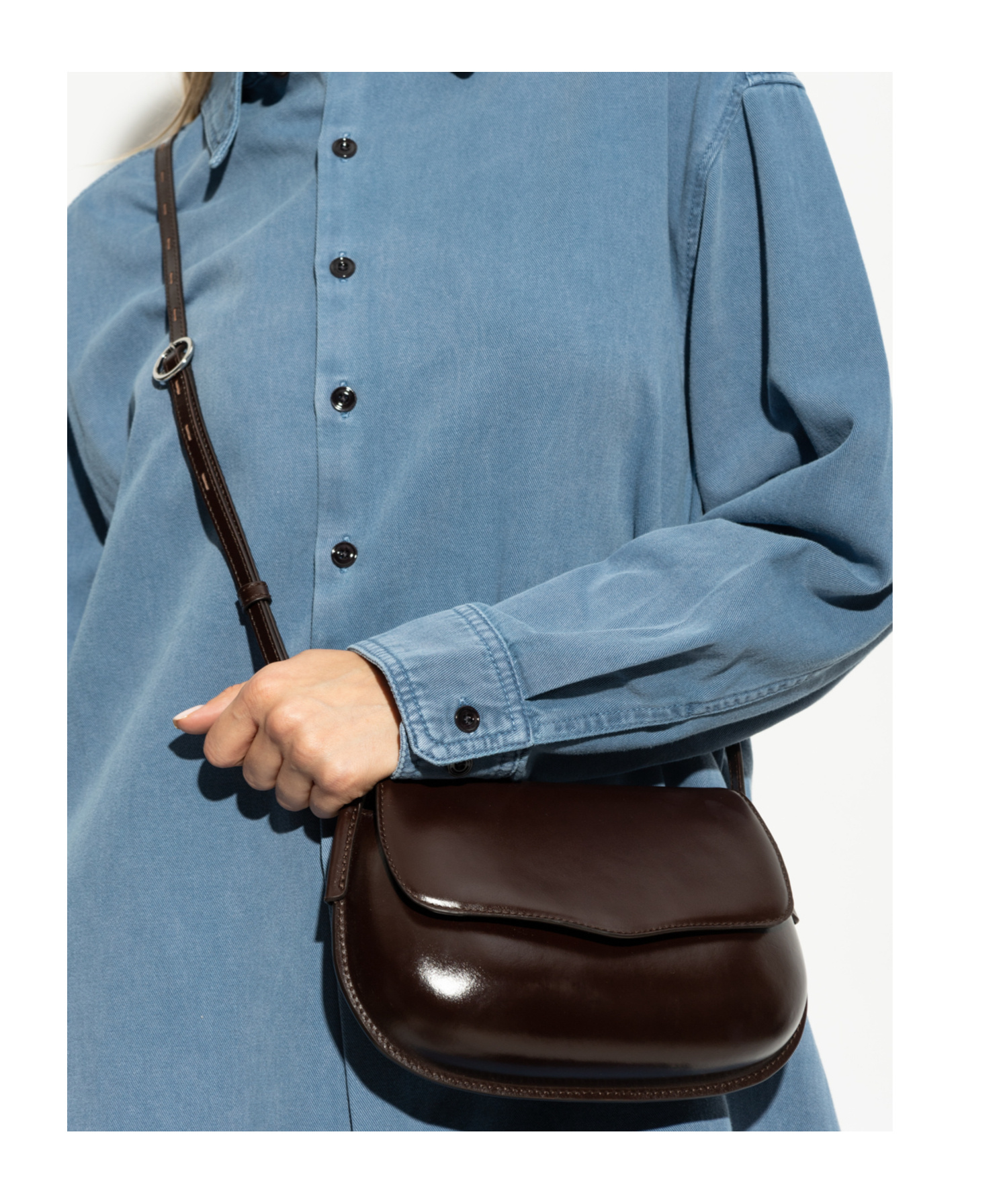 Lemaire Belly Foldover Top Shoulder Bag In Brown