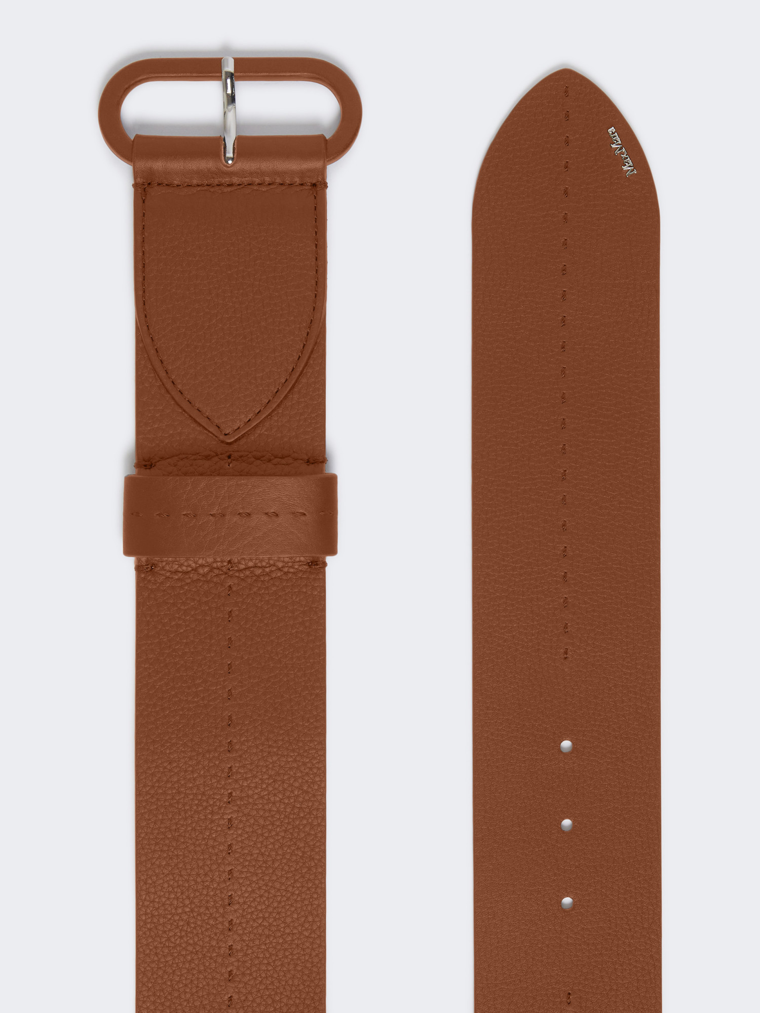 Max Mara Semi-glossy Leather Belt In Brown