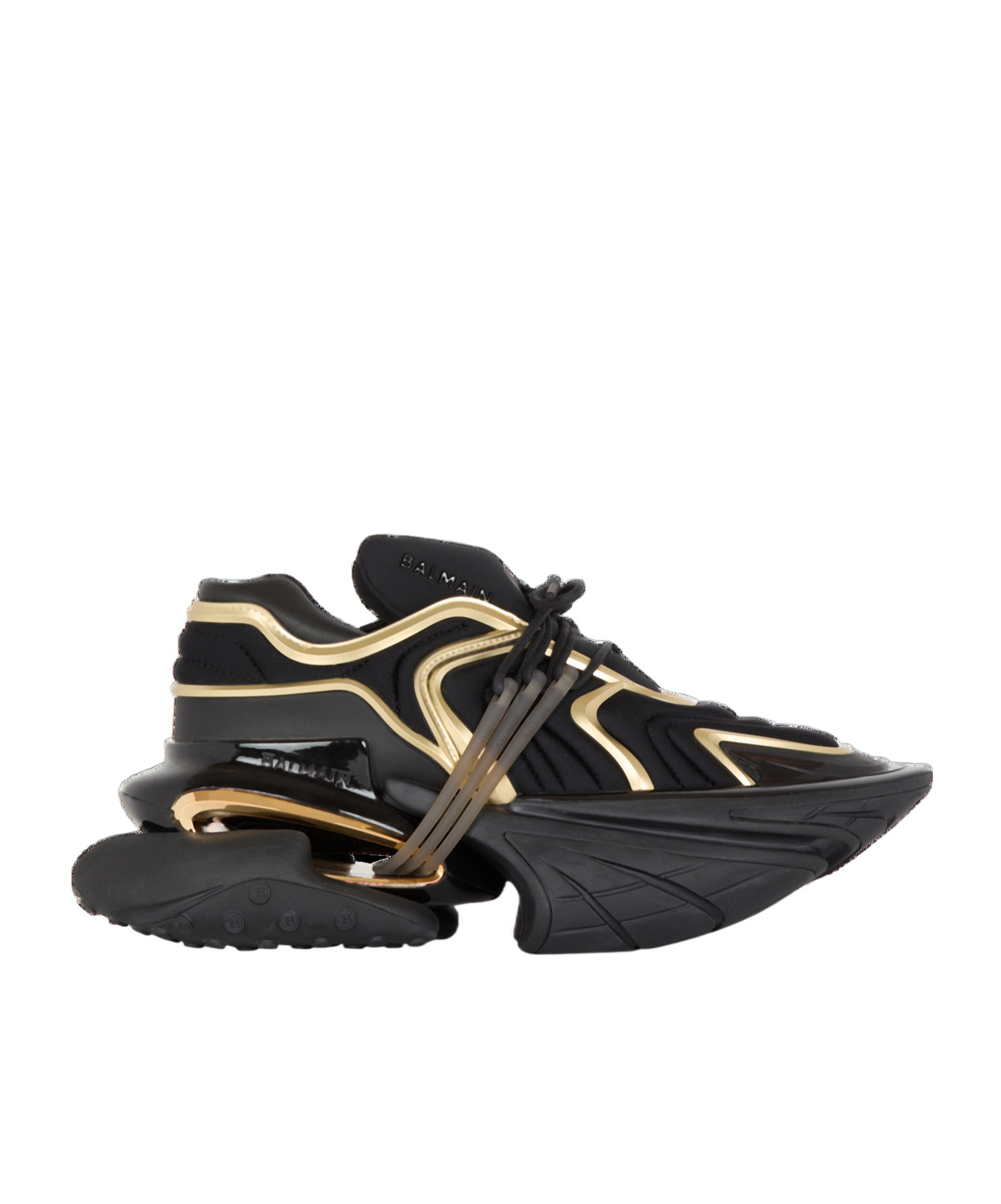 Shop Balmain Unicorn Wave Trainers In Neoprene And Calfskin In Black