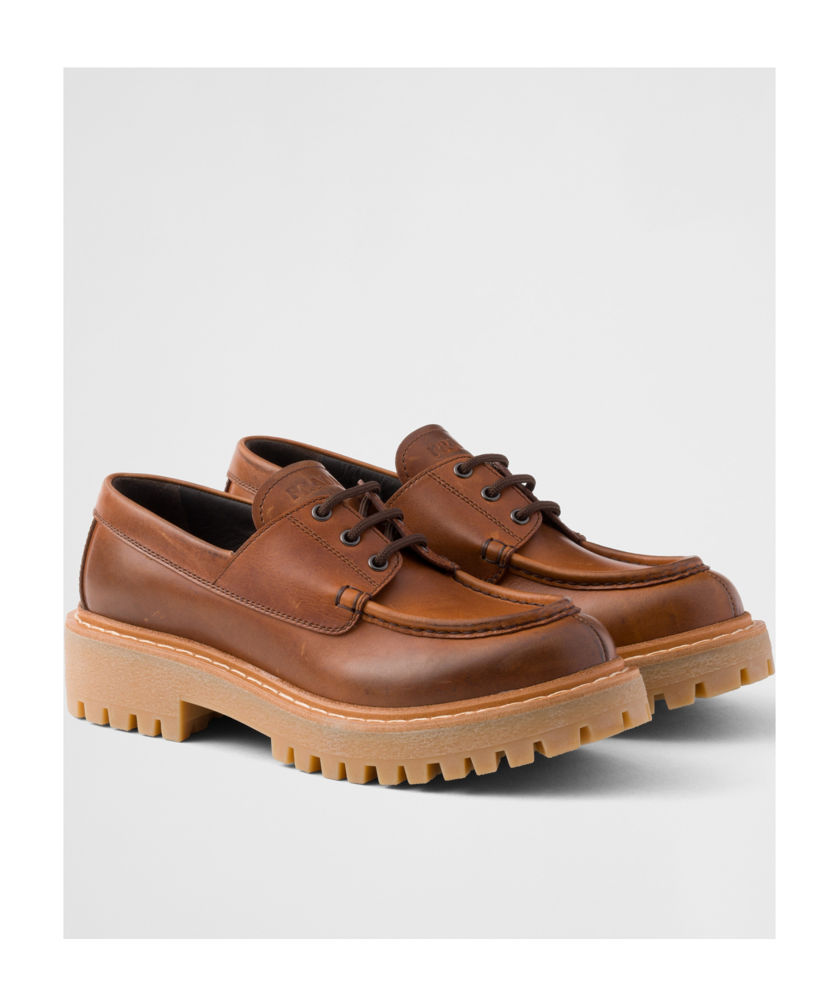 Prada Elvio Zanon Woman Lace-up Shoes Brown Size 10 Soft Leather In Brown