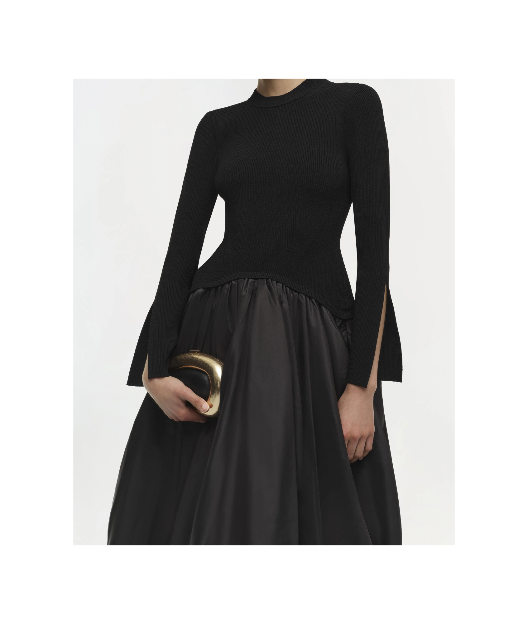 Simkhai Kenlie Mixed Media Bubble Midi Dress In Black