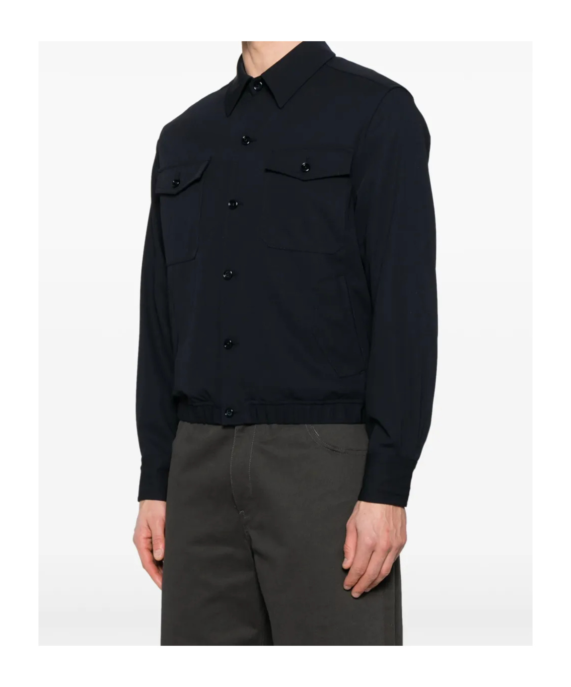Lardini Black Jacket With Button-up Front And Tailored Cuffs In Black