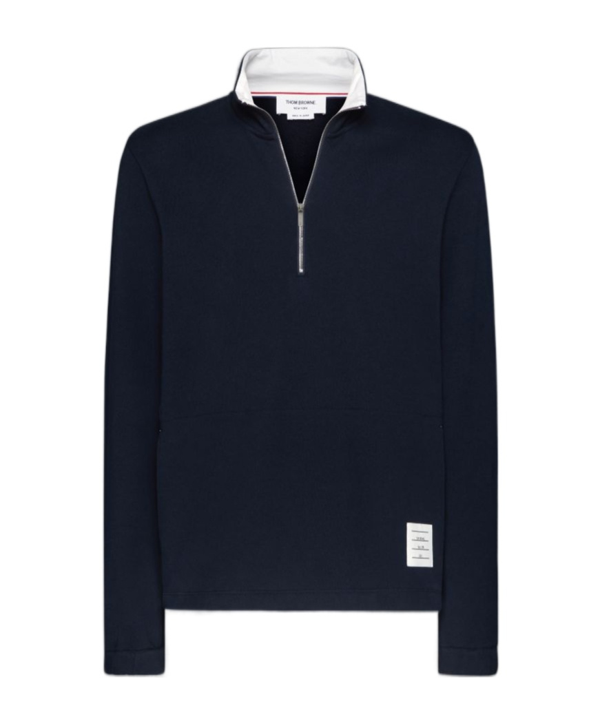 Shop Thom Browne Funnel-neck Cotton Sweatshirt In Black