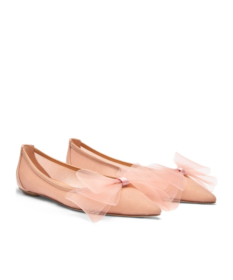 Stuart Weitzman Leather Ballerina Shoes In Nude