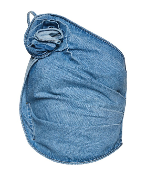 Magda Butrym One-shoulder Draped Denim Top In Sky Blue In Blue