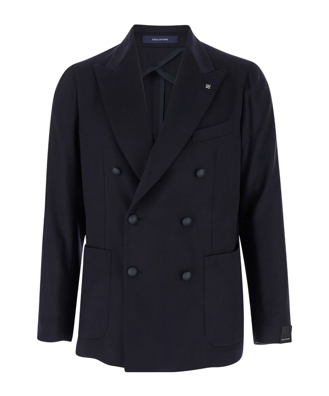 Tagliatore Blazer Doppiopetto In Lino Fiammato In Black