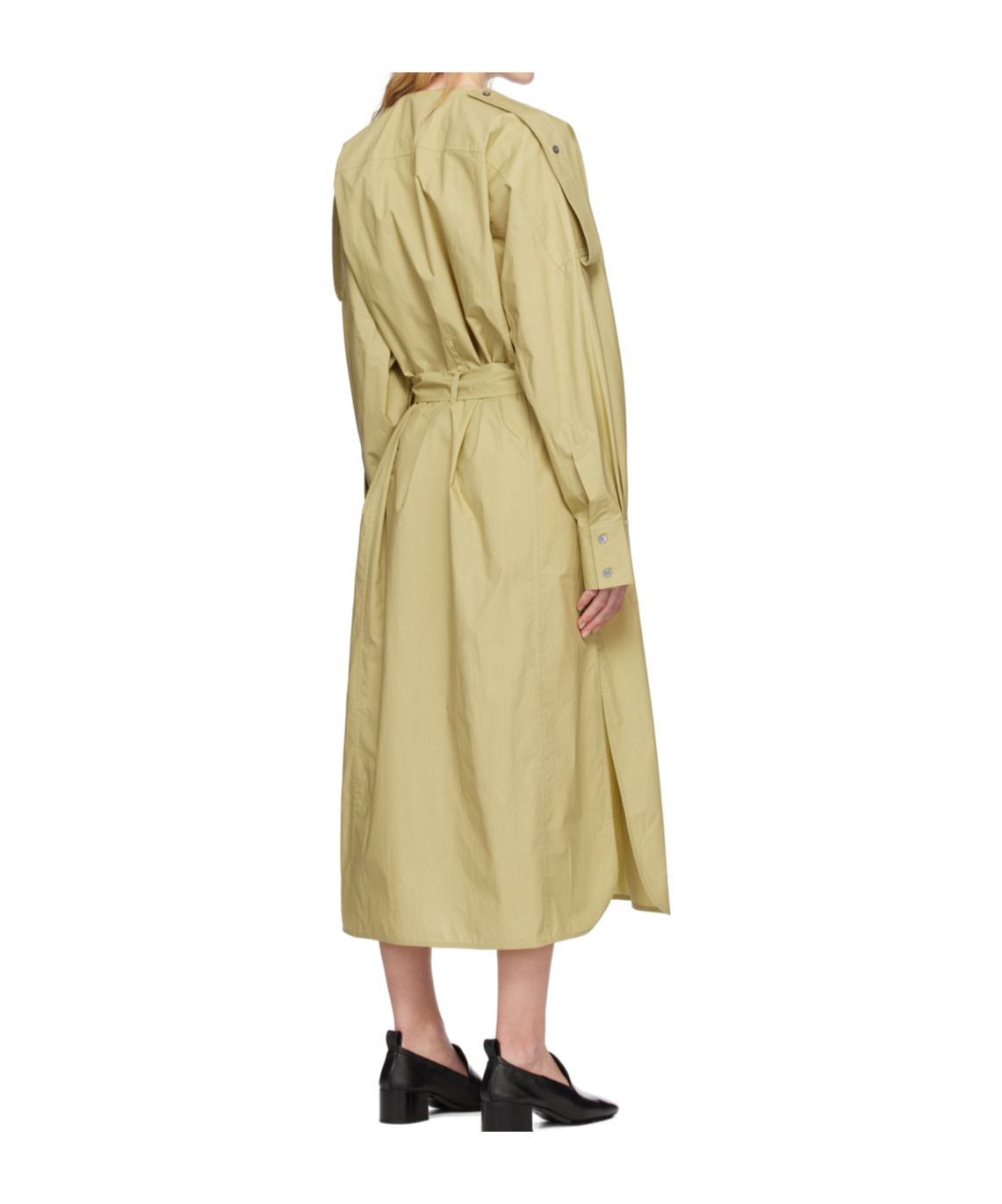 Studio Nicholson Green Itarsi Midi Dress In Brown