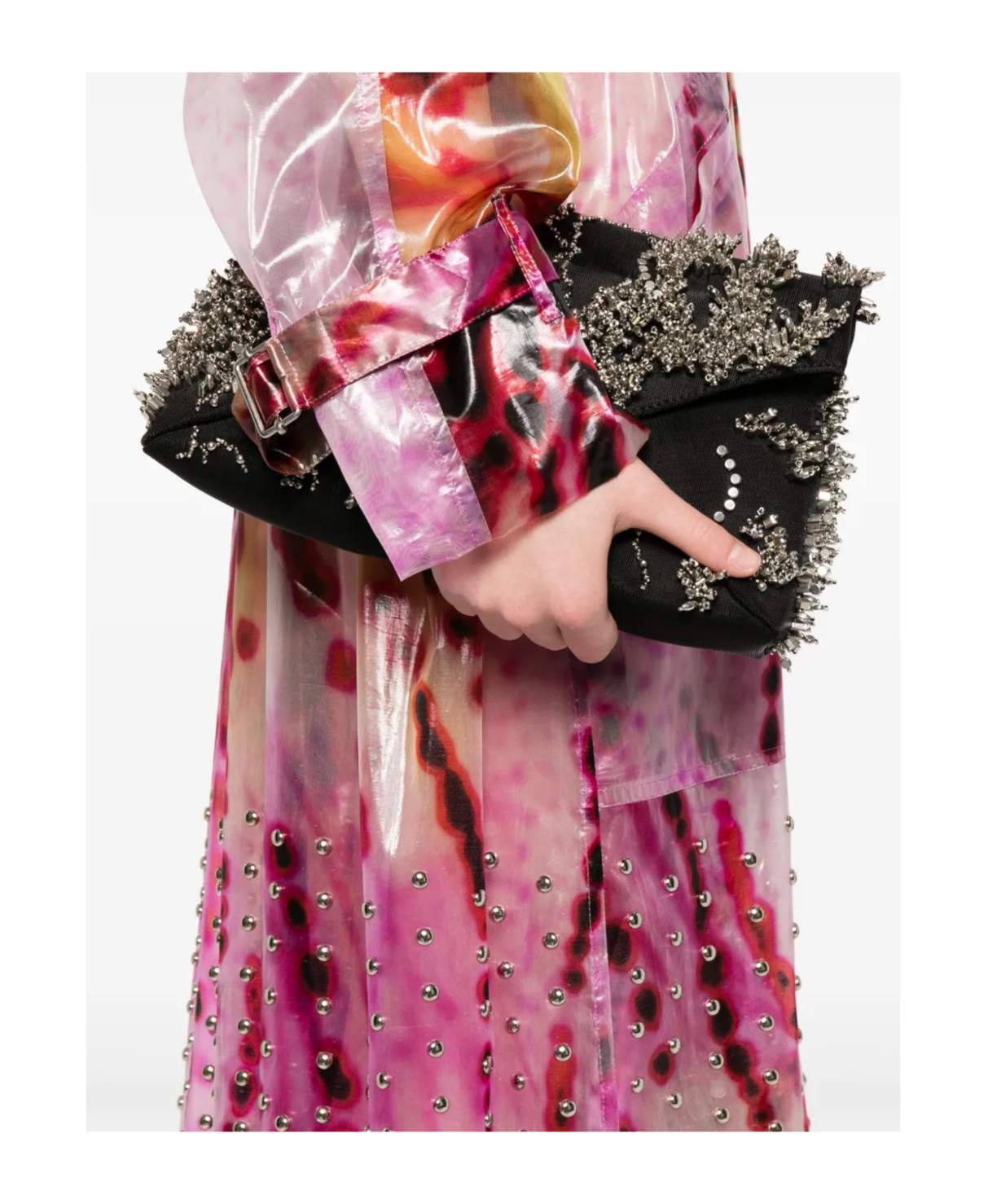Dries Van Noten Womens Fuchsia Abstract-print Semi-sheer Shell Trench Coat Xs