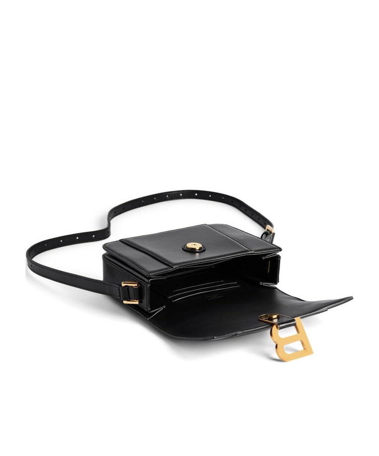 Balenciaga Black Leather Small Hourglass Crossbody Bag In Black
