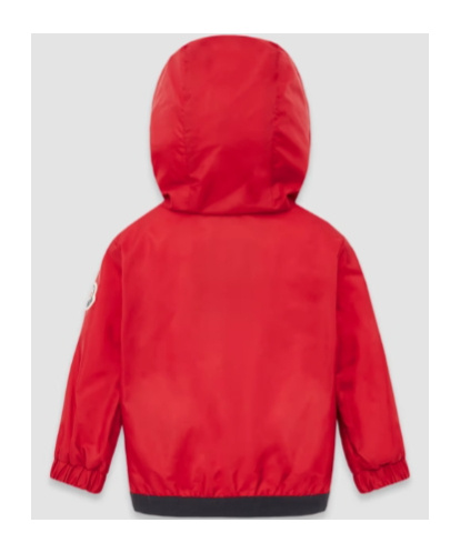Moncler Logo Patch Hooded Jacket In Red