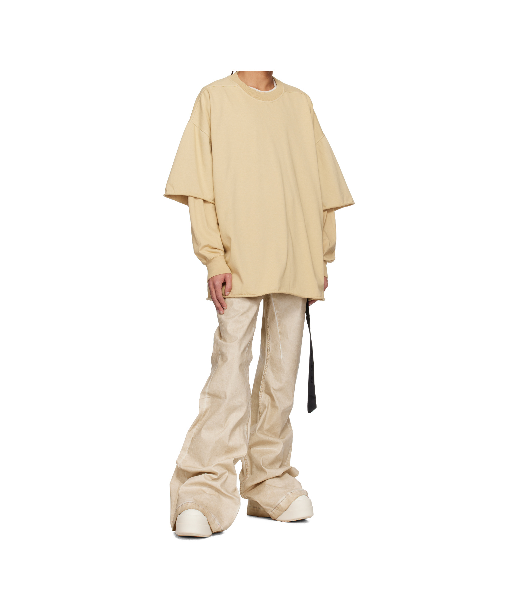 Rick Owens Drkshdw Beige Hollywood Tommy Hustler Sweat T-shirt In Parchment