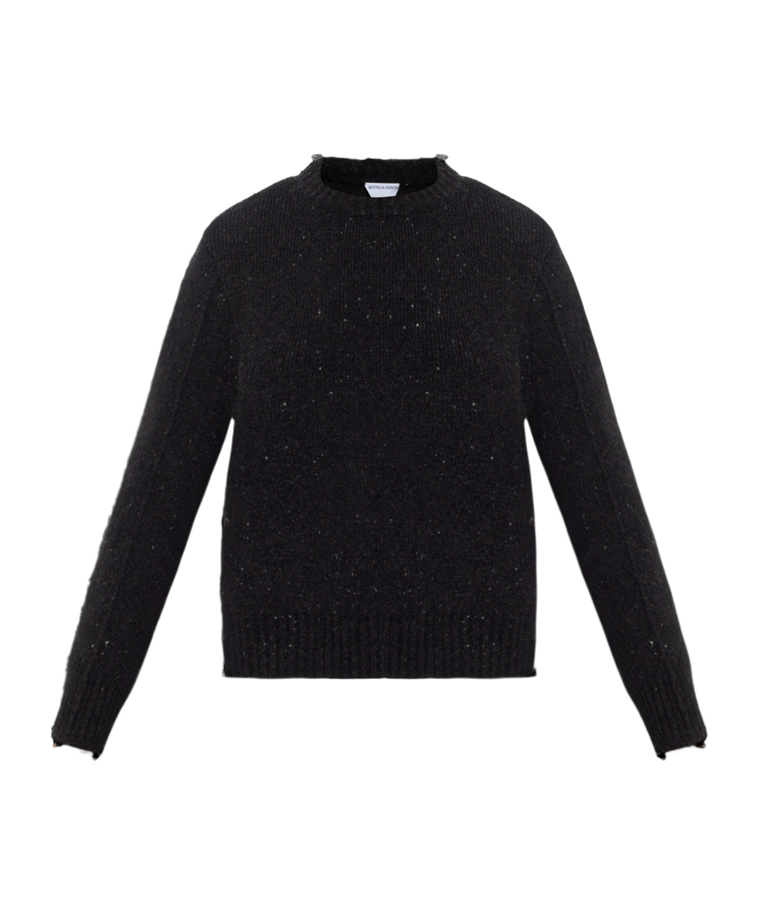 Bottega Veneta Womens Tailored Padded-shoulders Stretch-wool Blend Jumper Dark Grey Melange In Black