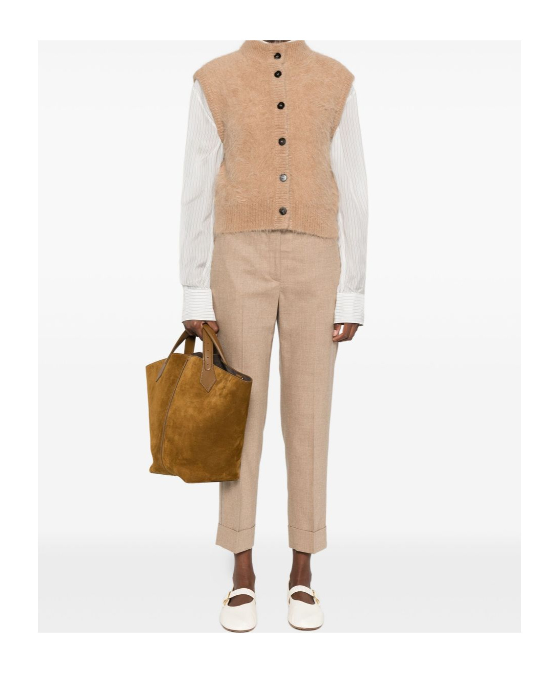 Antonelli Button-down Ribbed Vest In Brown