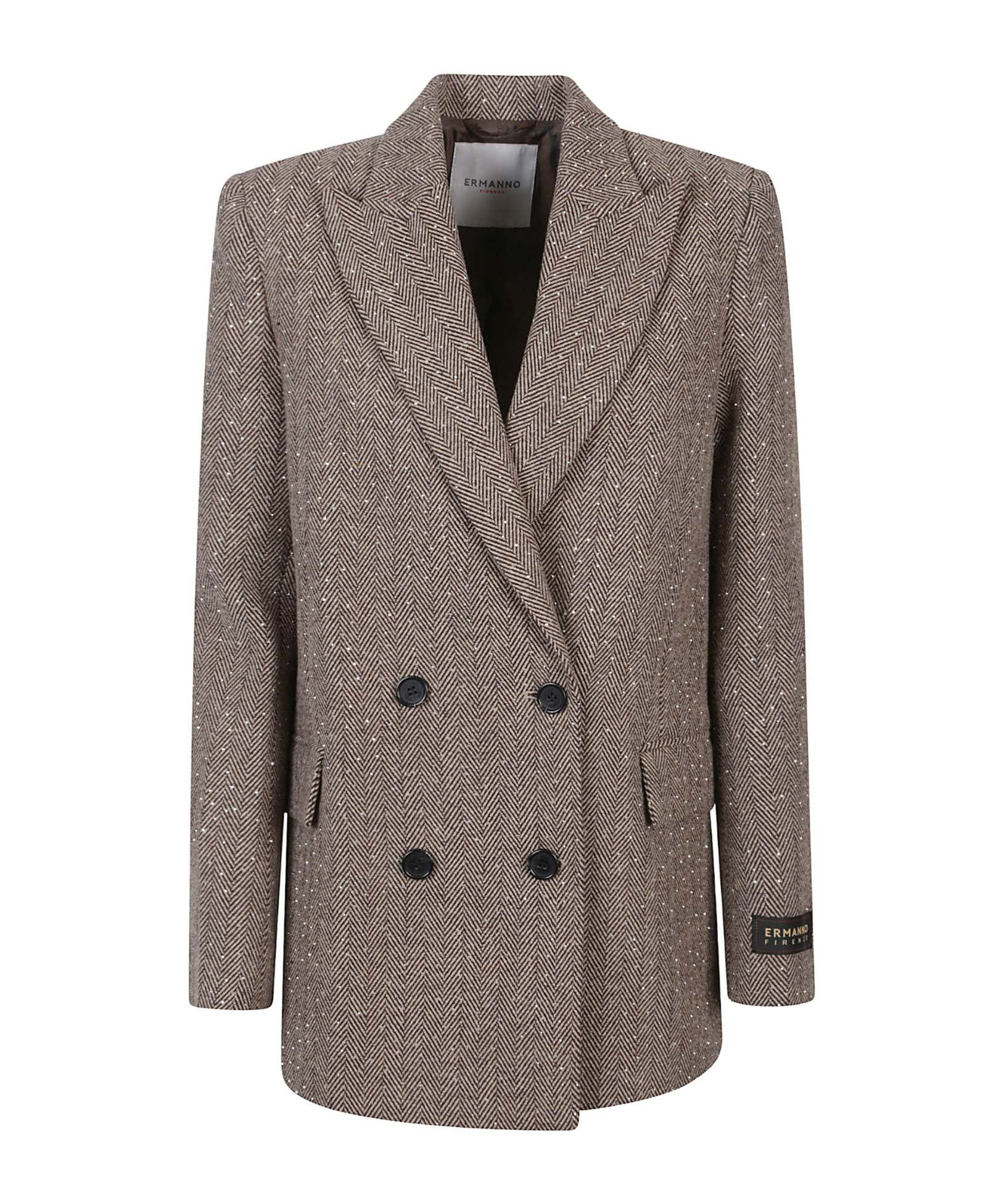 Ermanno Firenze Double-breasted Blazer In Brown