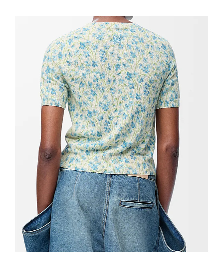 Loewe Embroidered Floral-print Cotton-blend T-shirt In Multi