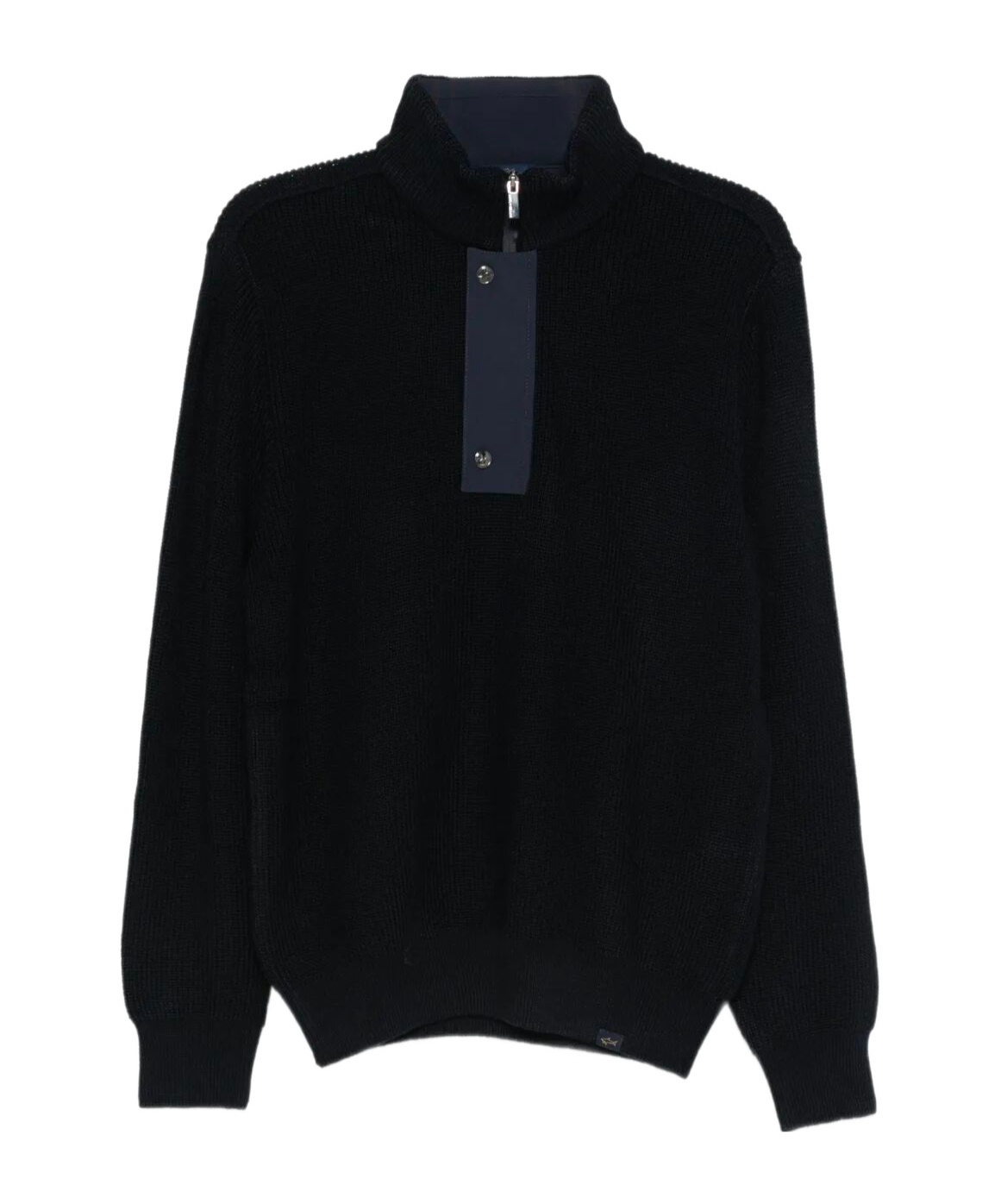 Paul & Shark High Collar Knitwear Featuring Button Detail In Black