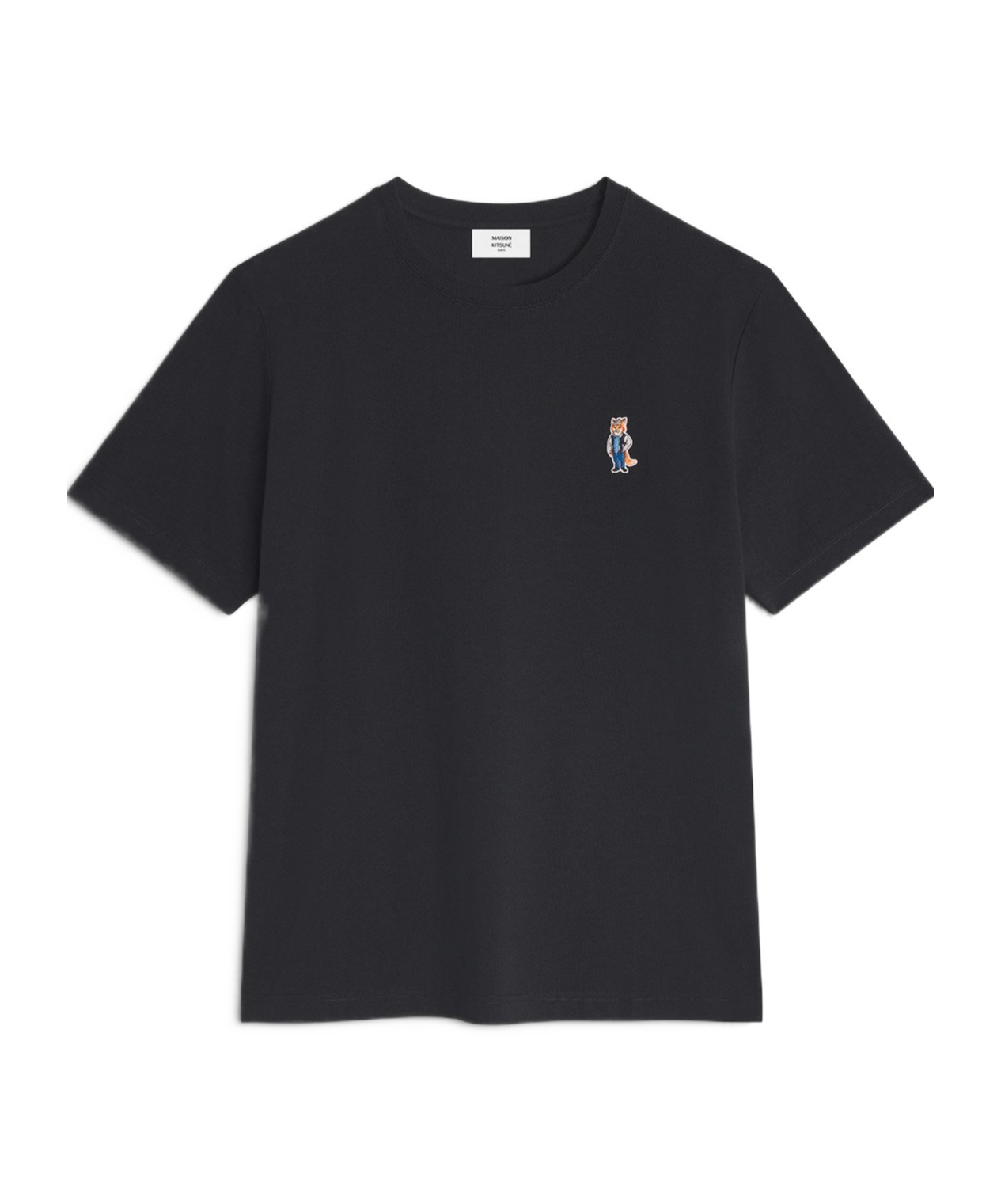Maison Kitsuné Dressed Fox Embroidered Cotton T-shirt In Black