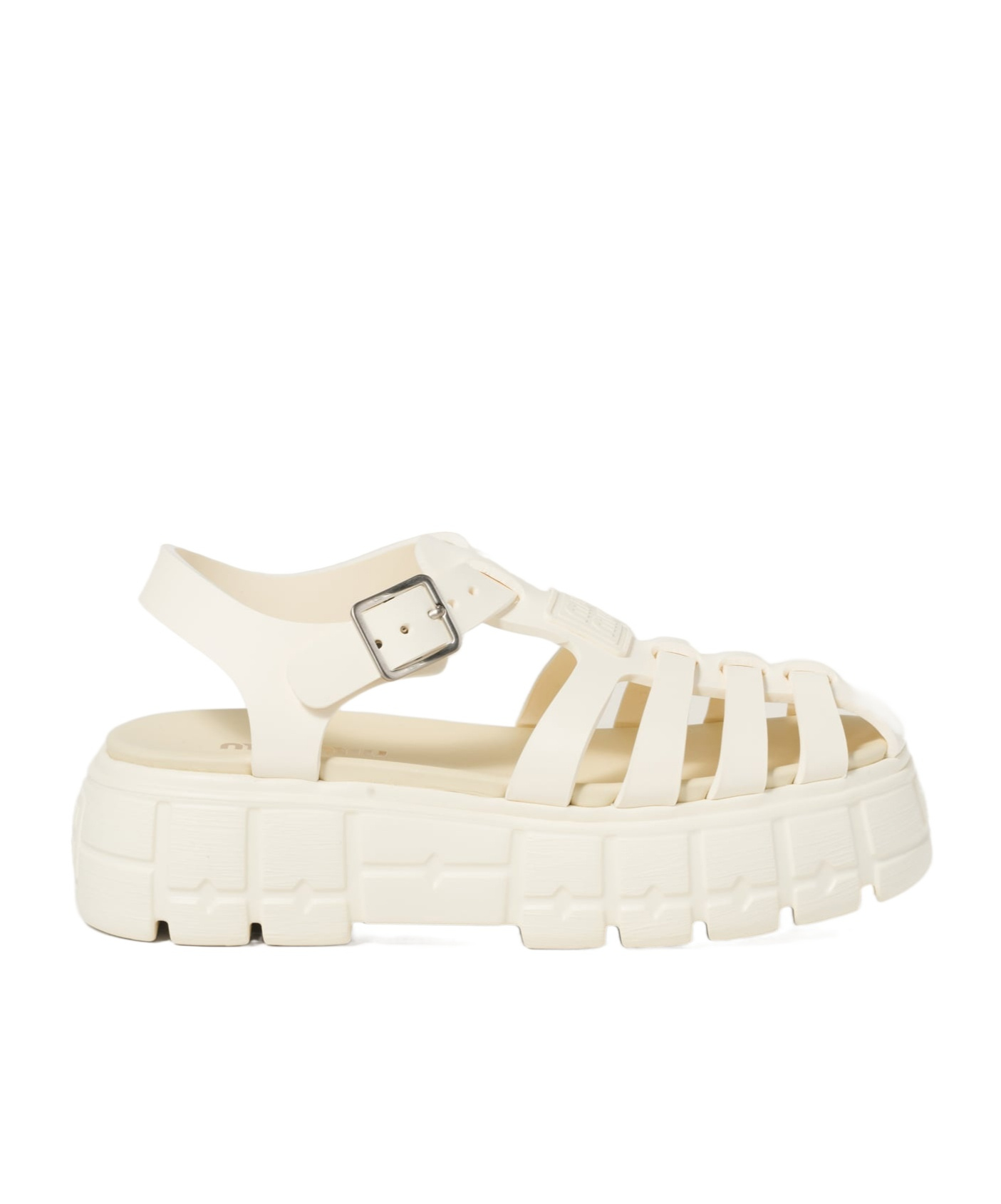 Miu Miu Caged Platform Sandals In White