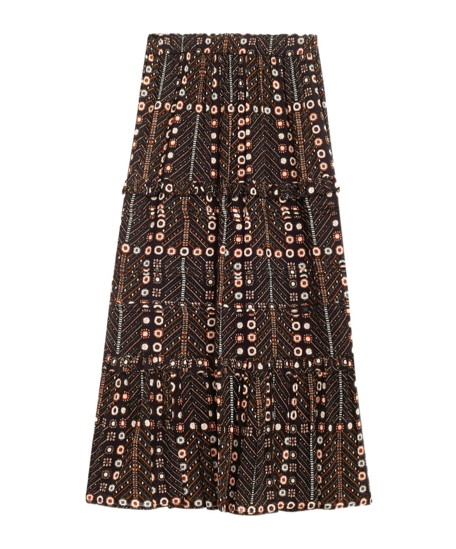 Isabel Marant Étoile Marant Etoile Women Diya Biologic Cotton Skirt With All-over Print In Black