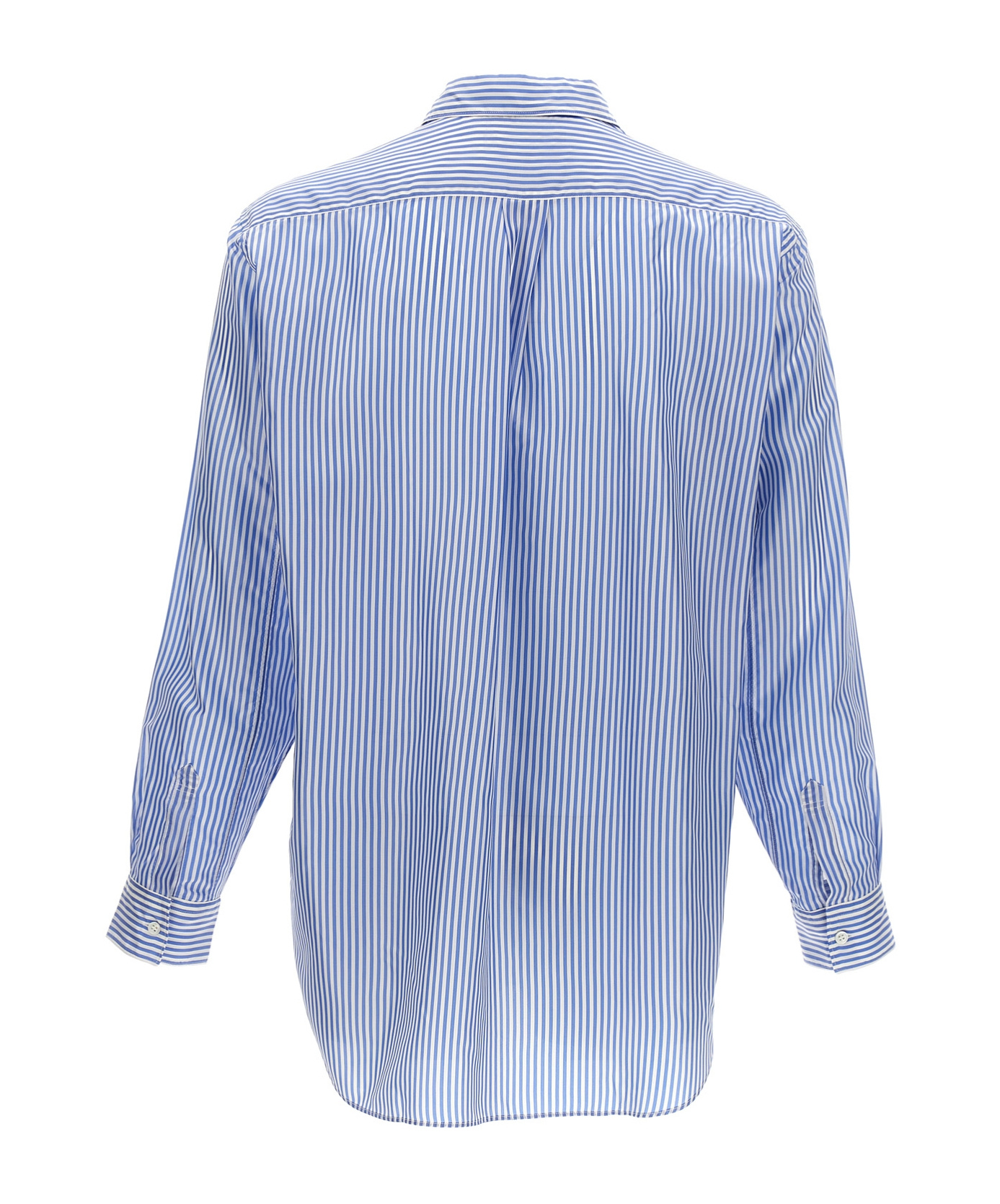 Comme Des Garçons Striped Shirt With Button-down Collar And Chest Pocket In Blue