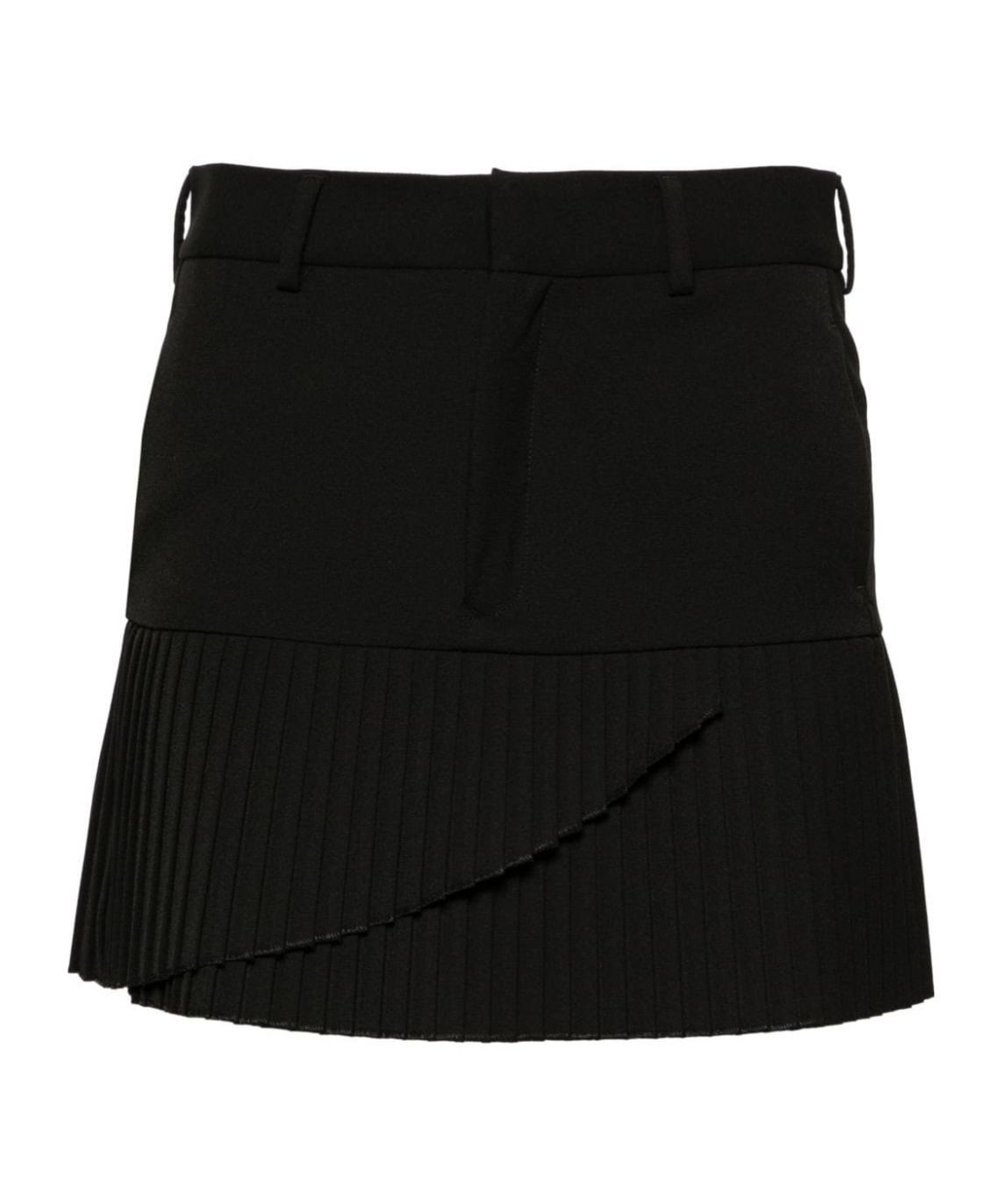 Mm6 Maison Margiela Mm6 Black Pleated Twill Mini Skirt In Black