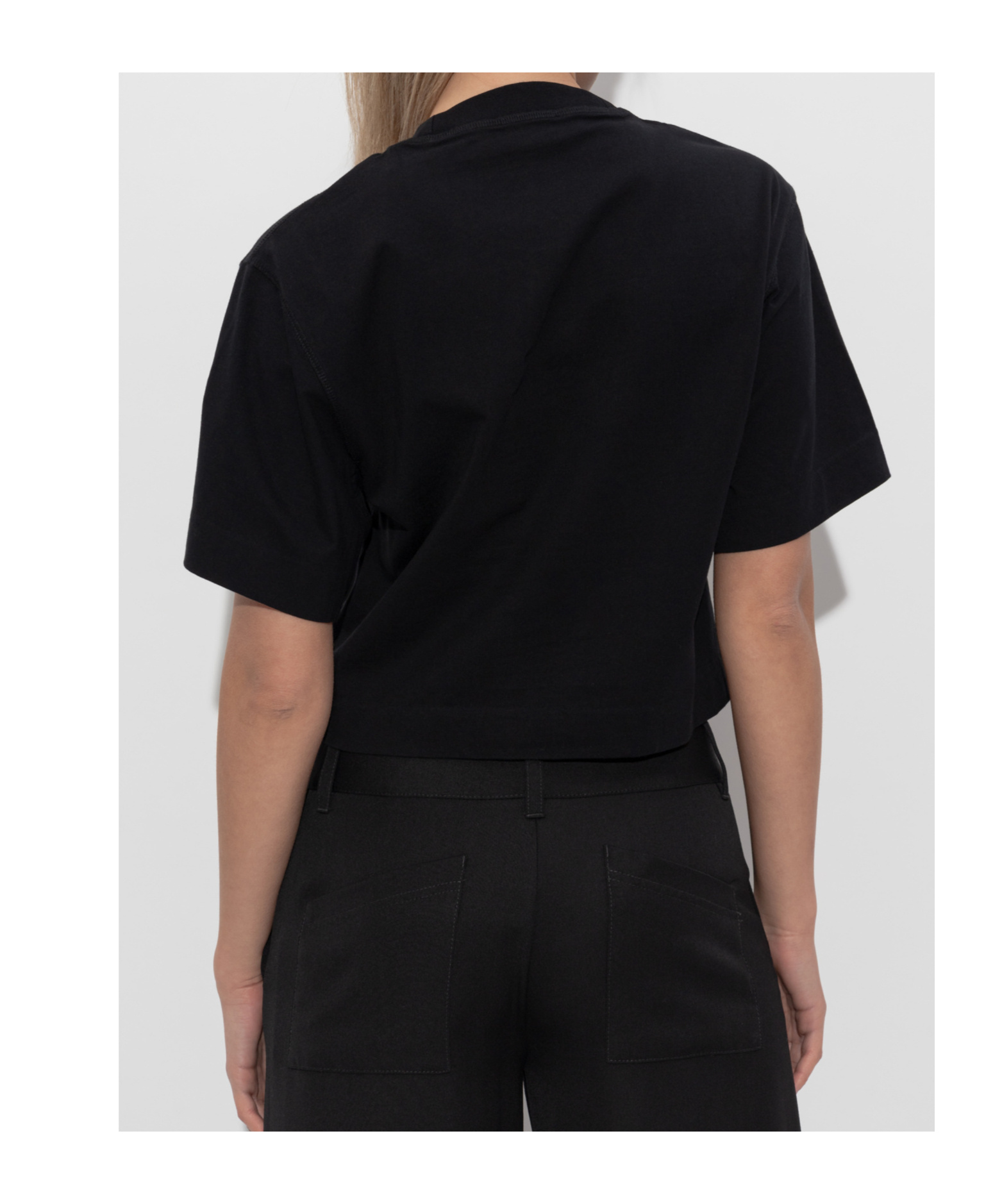 Off-white Black Jewel Mini Arrow Crop T-shirt In Black
