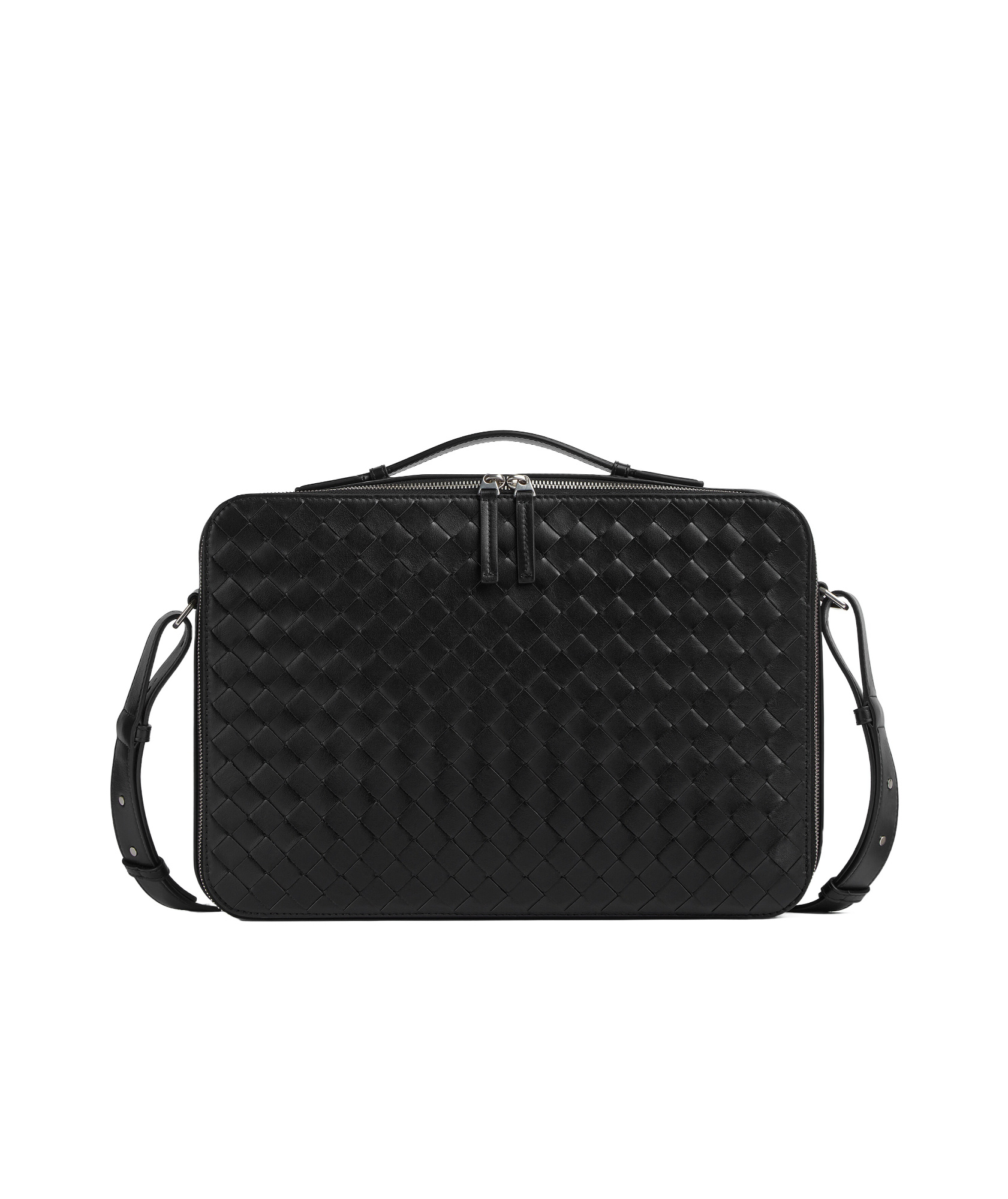 Bottega Veneta Getaway Leather Briefcase In Black