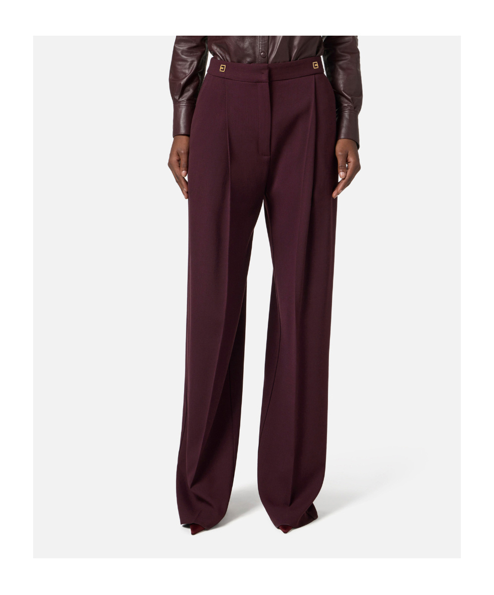 Elisabetta Franchi High-waisted Tailored Trousers In Burgundy