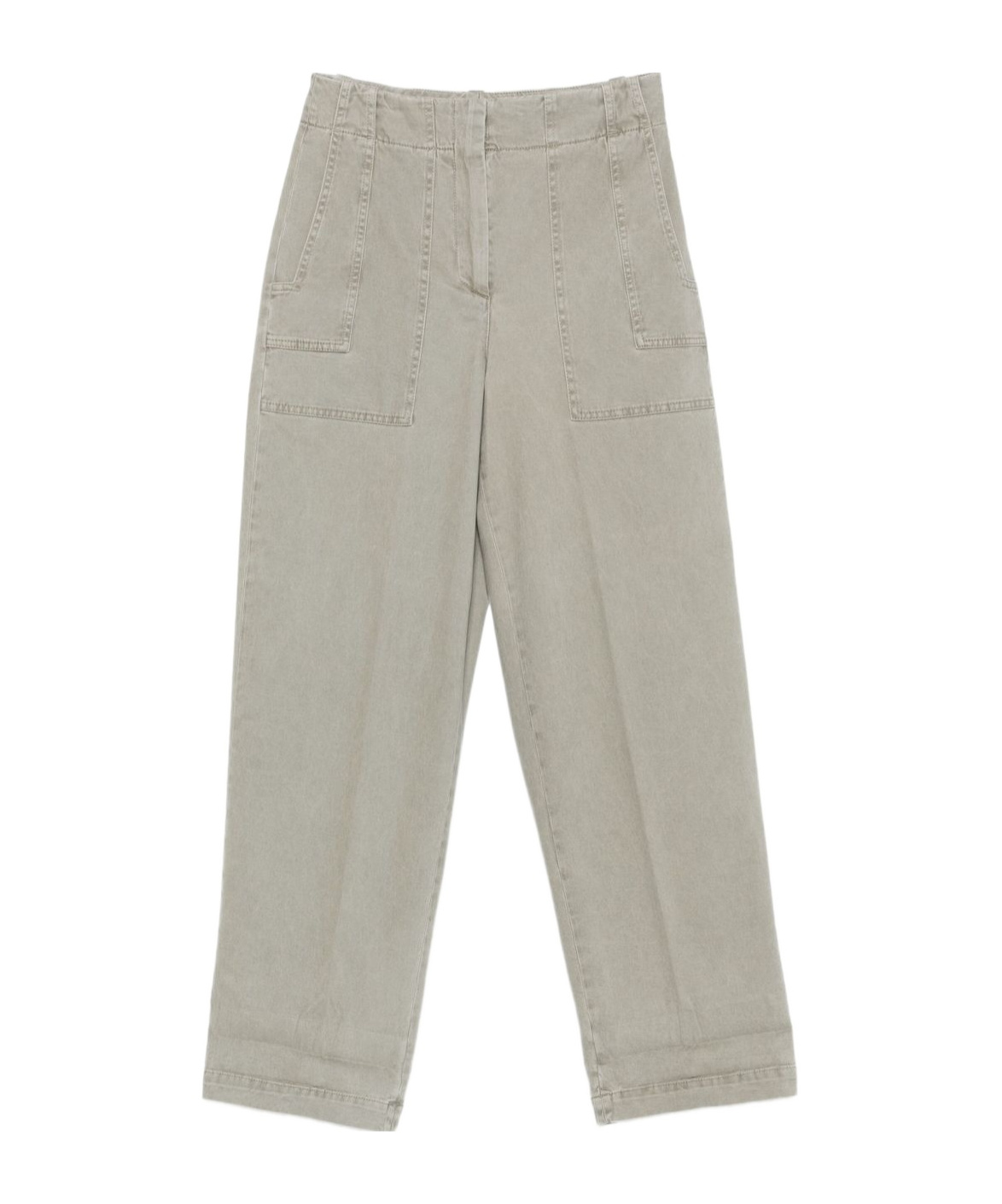 Peserico Patch-pockets Cropped Trousers In Gray