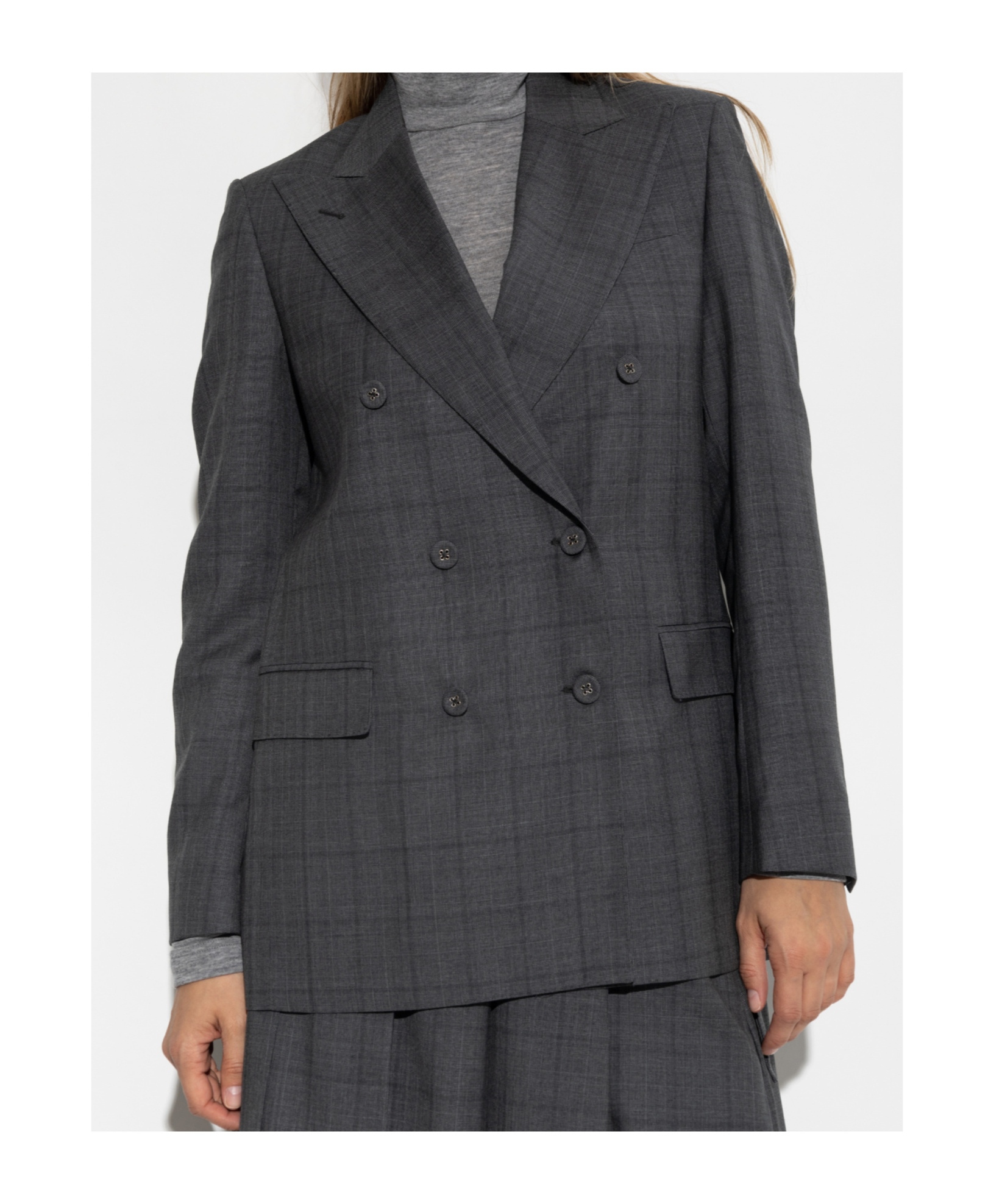 Officine Generale Double-breasted Checked Blazer In Black