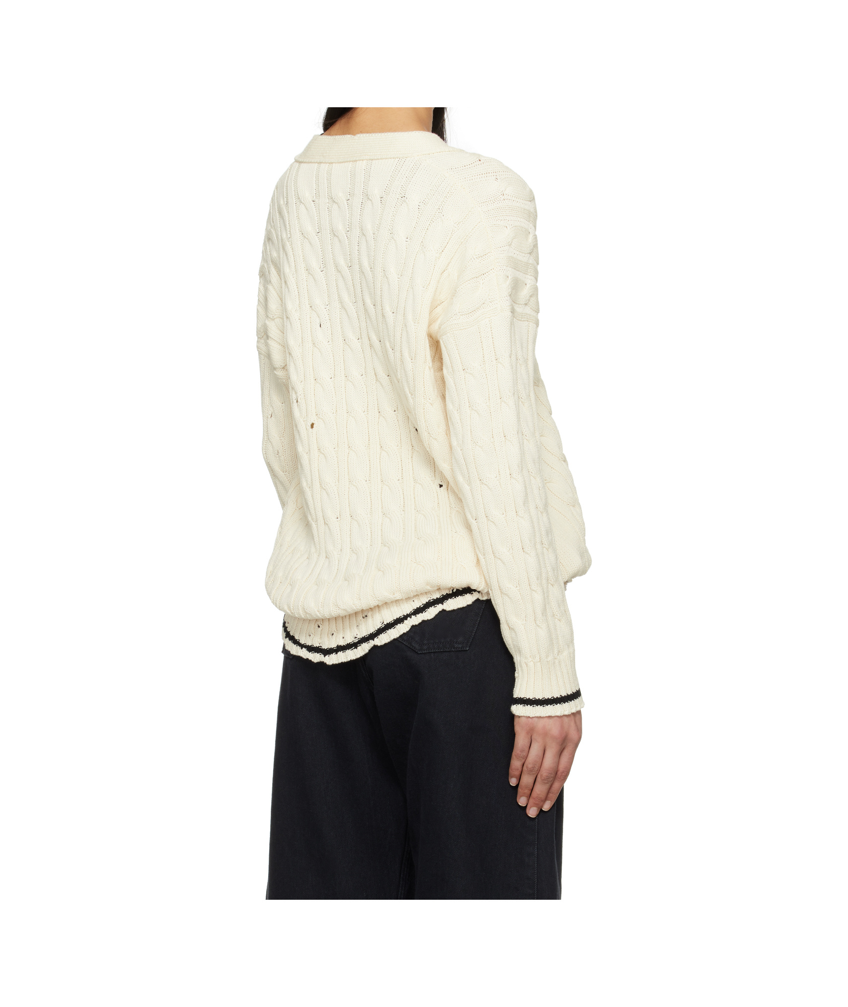 Marni Off-white Dishevelled Cable Cotton Cardigan In Natural White
