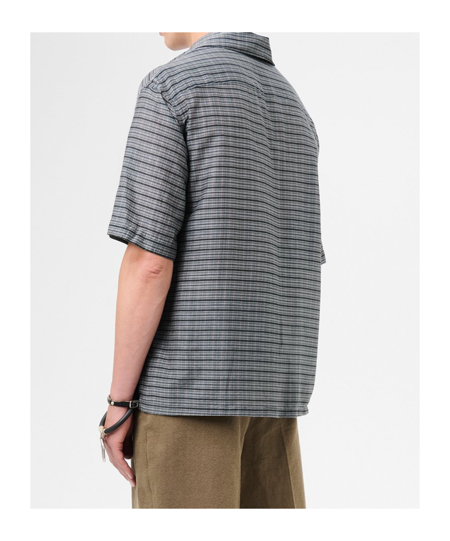 Our Legacy Heusen Checked Cotton And Silk Bowling Shirt In Gray