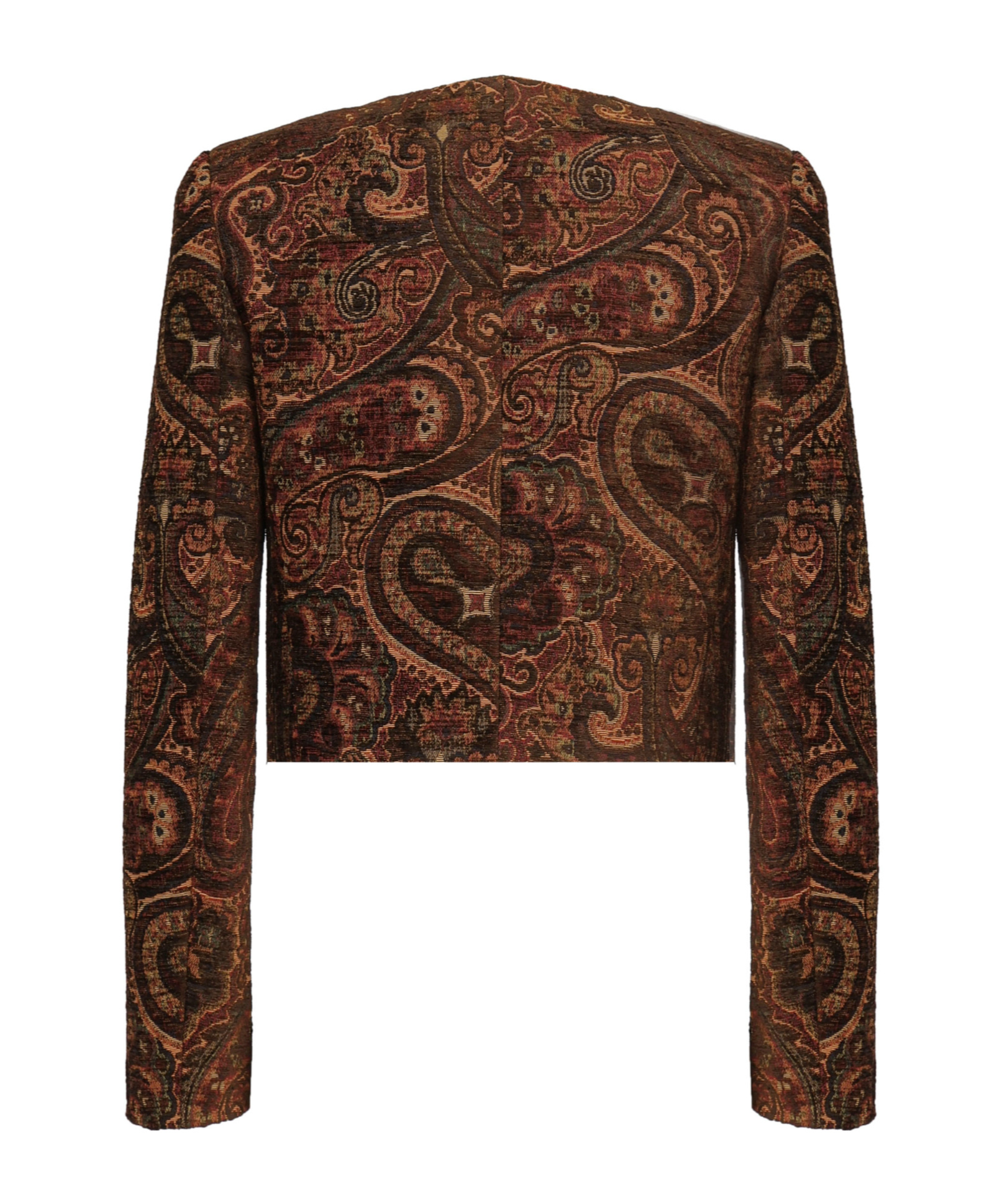 Chloé Women Multicolor Cropped Jacket With Round Neck And All-over Motif In Cotton Blend Woman In Brown