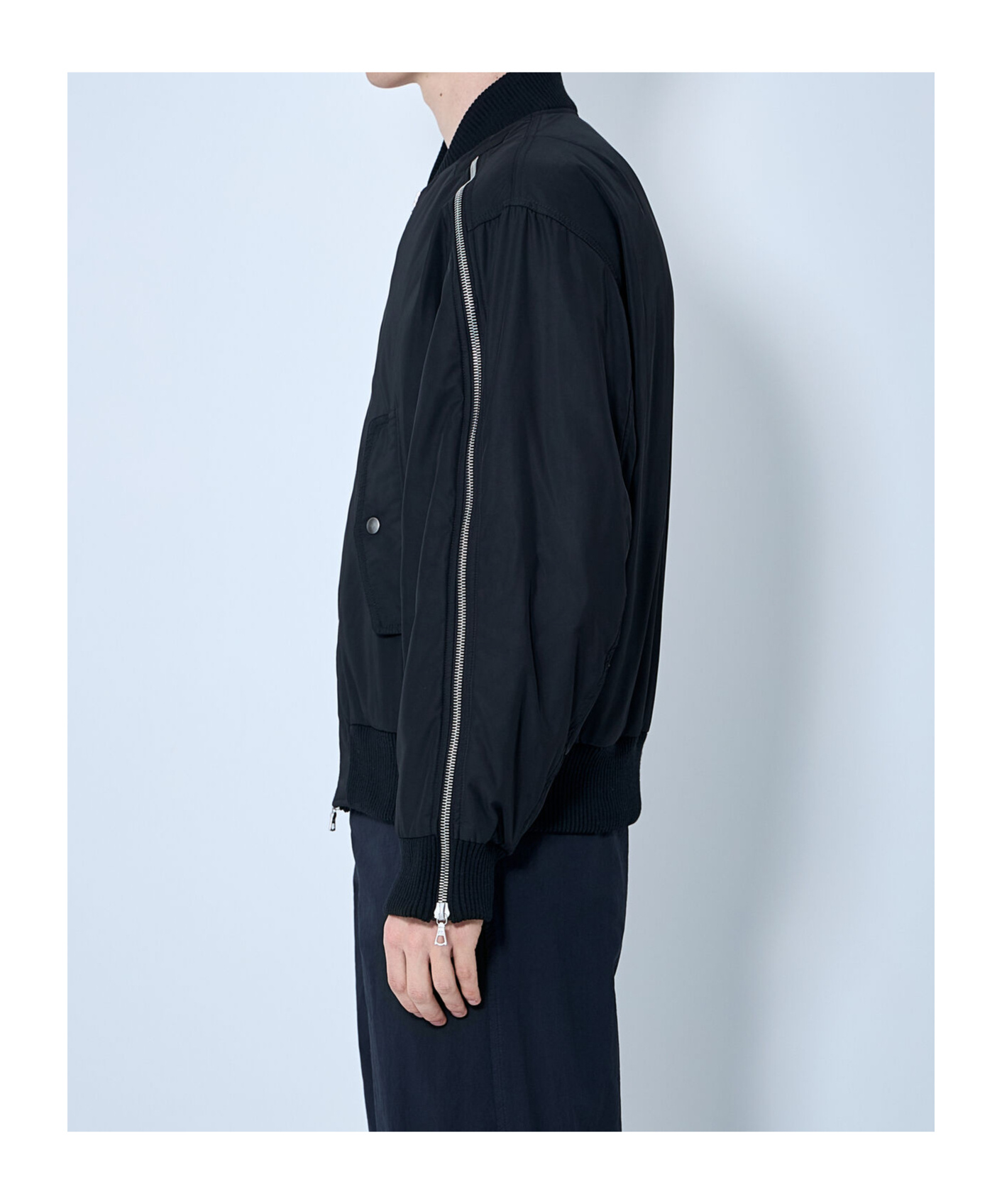 Dries Van Noten Men Nylon Bomber Jacket In Blue