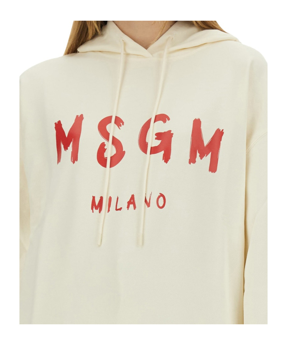 Msgm Relaxed-fit Sweatshirt With Brushed Logo In White
