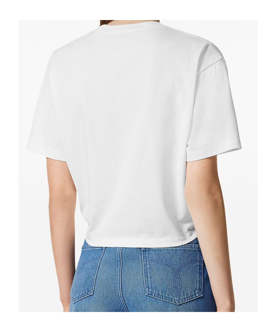 Versace Logo And Safety Pin Cotton T-shirt In White