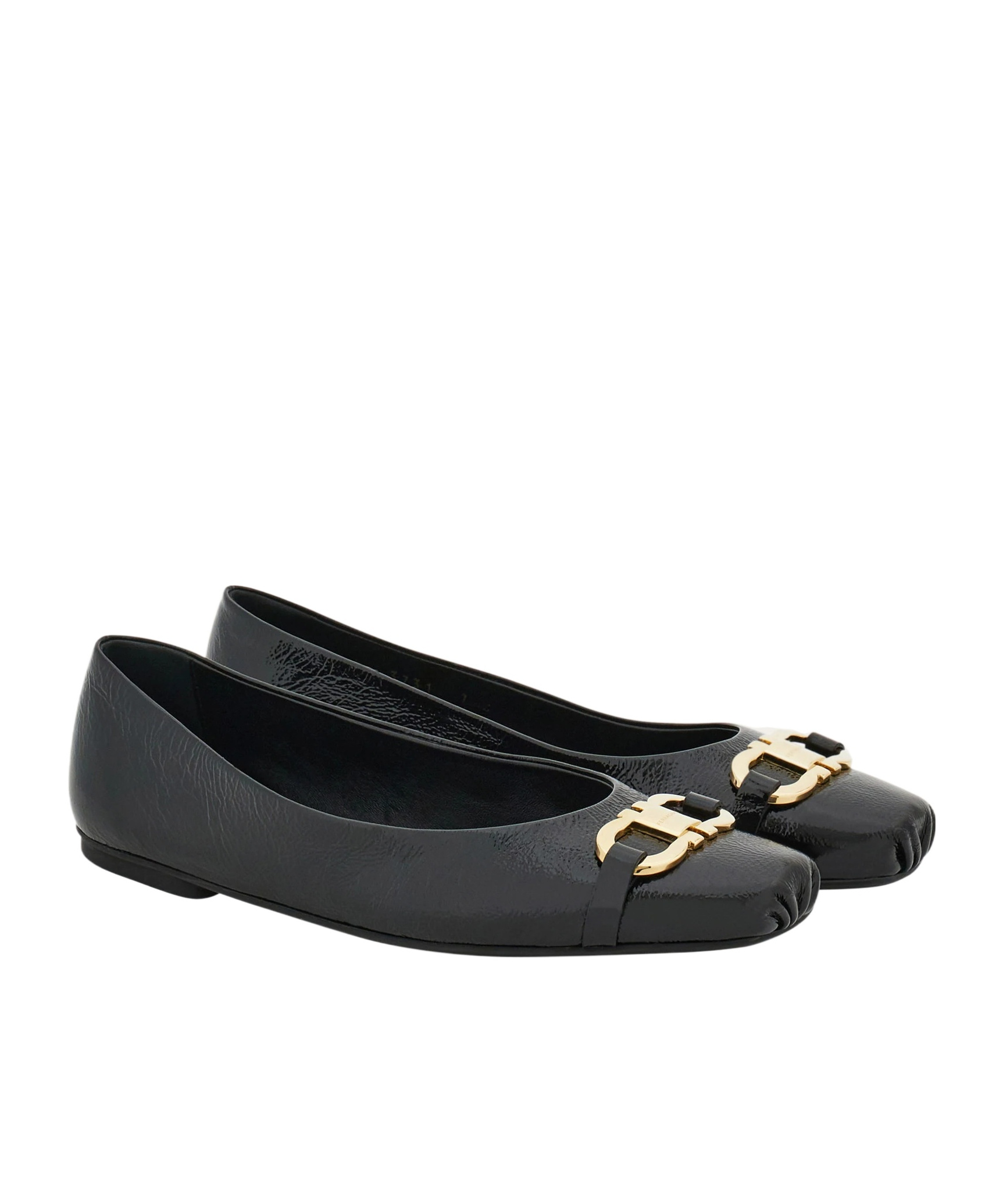 Ferragamo Gancini Decorative Ballet Shoes In Black