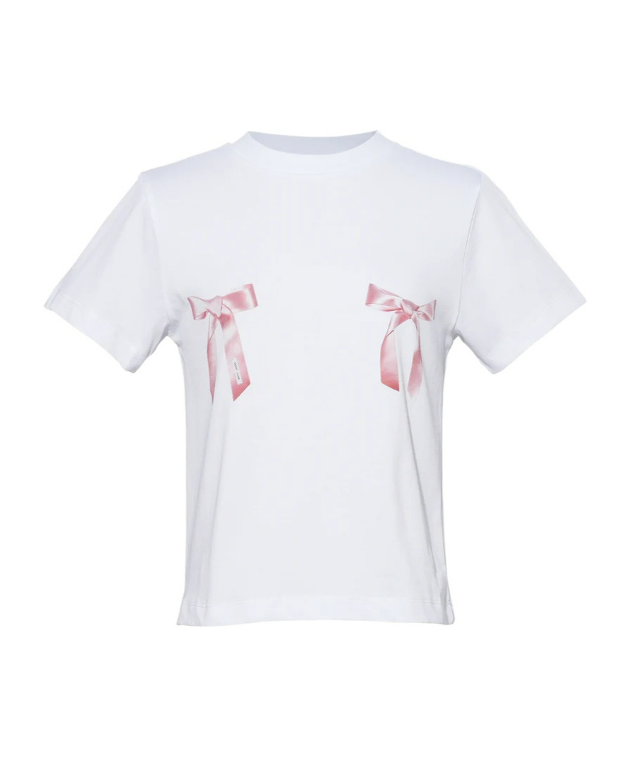 Sandy Liang Bow Ame T-shirt In White