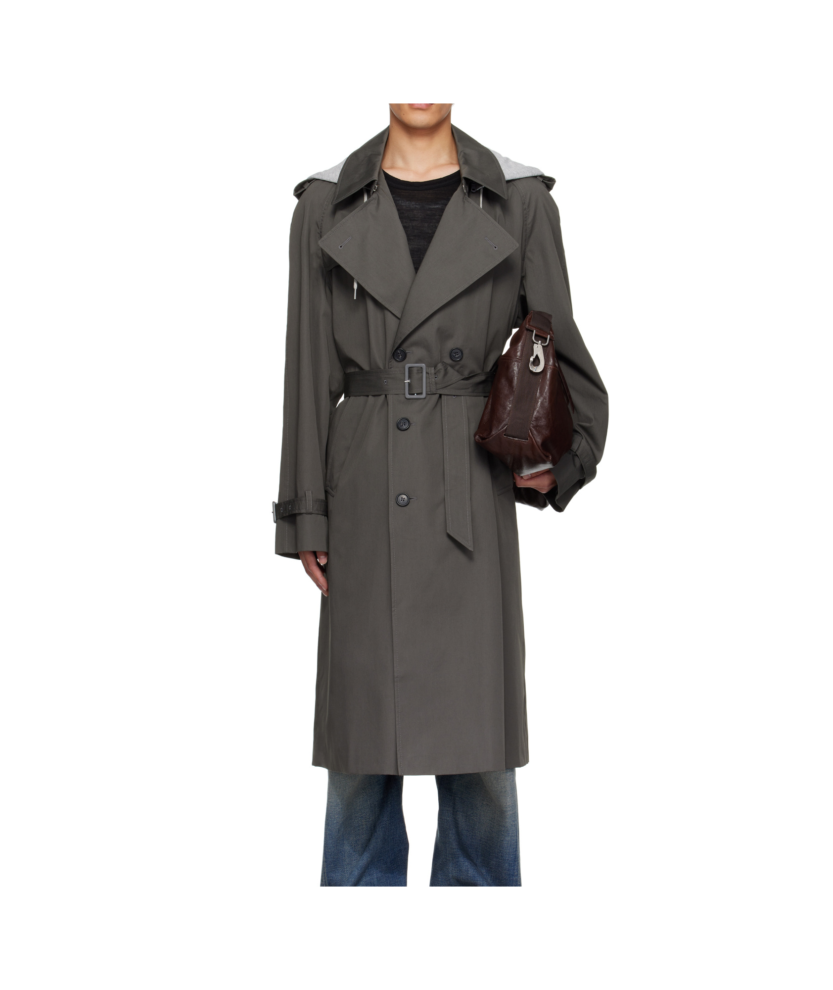 Mm6 Maison Margiela Double-breasted Trench Coat In Gray