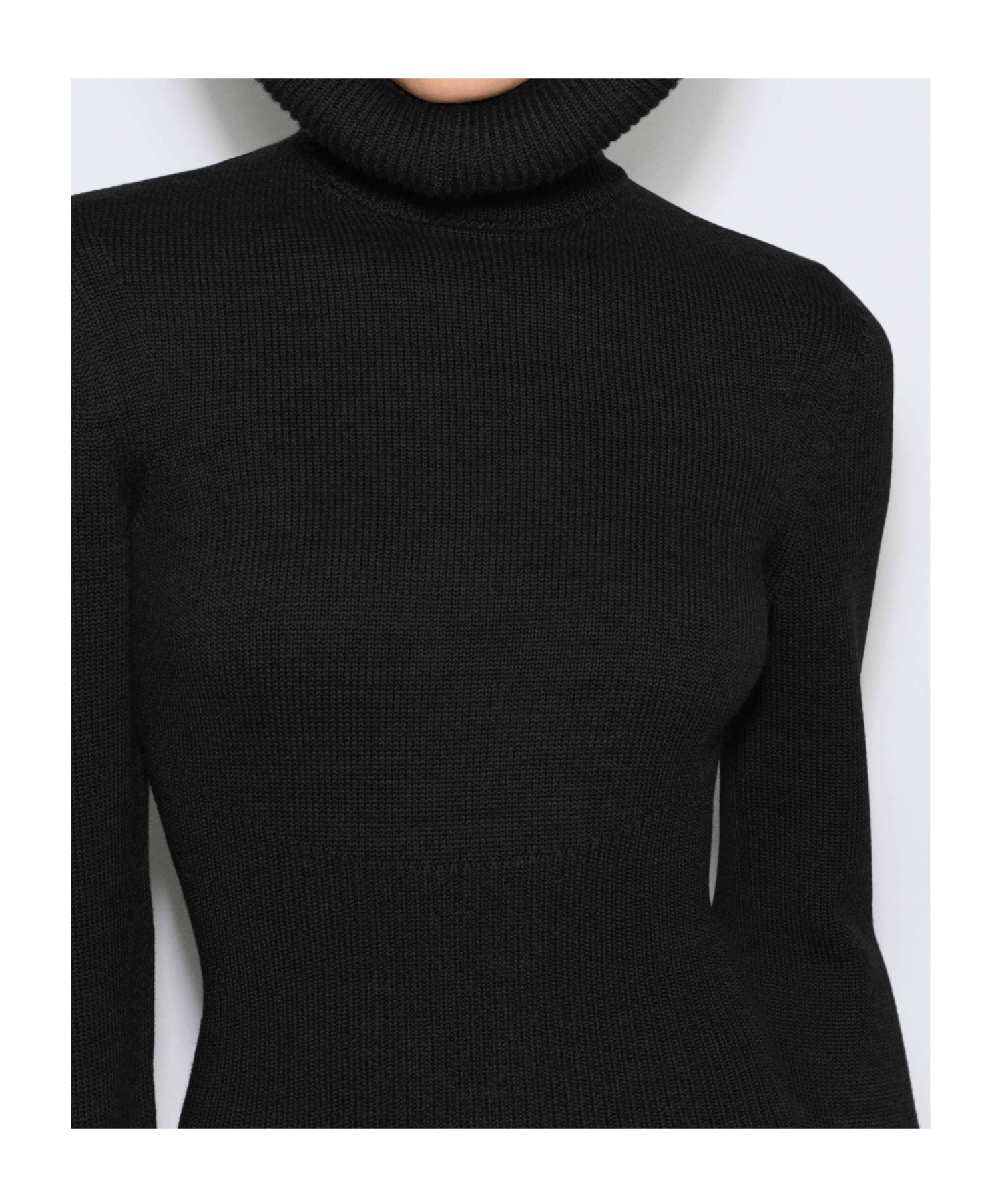 Alaïa Ribbed Sweater With Sculptural Hoodie Clothing In Black