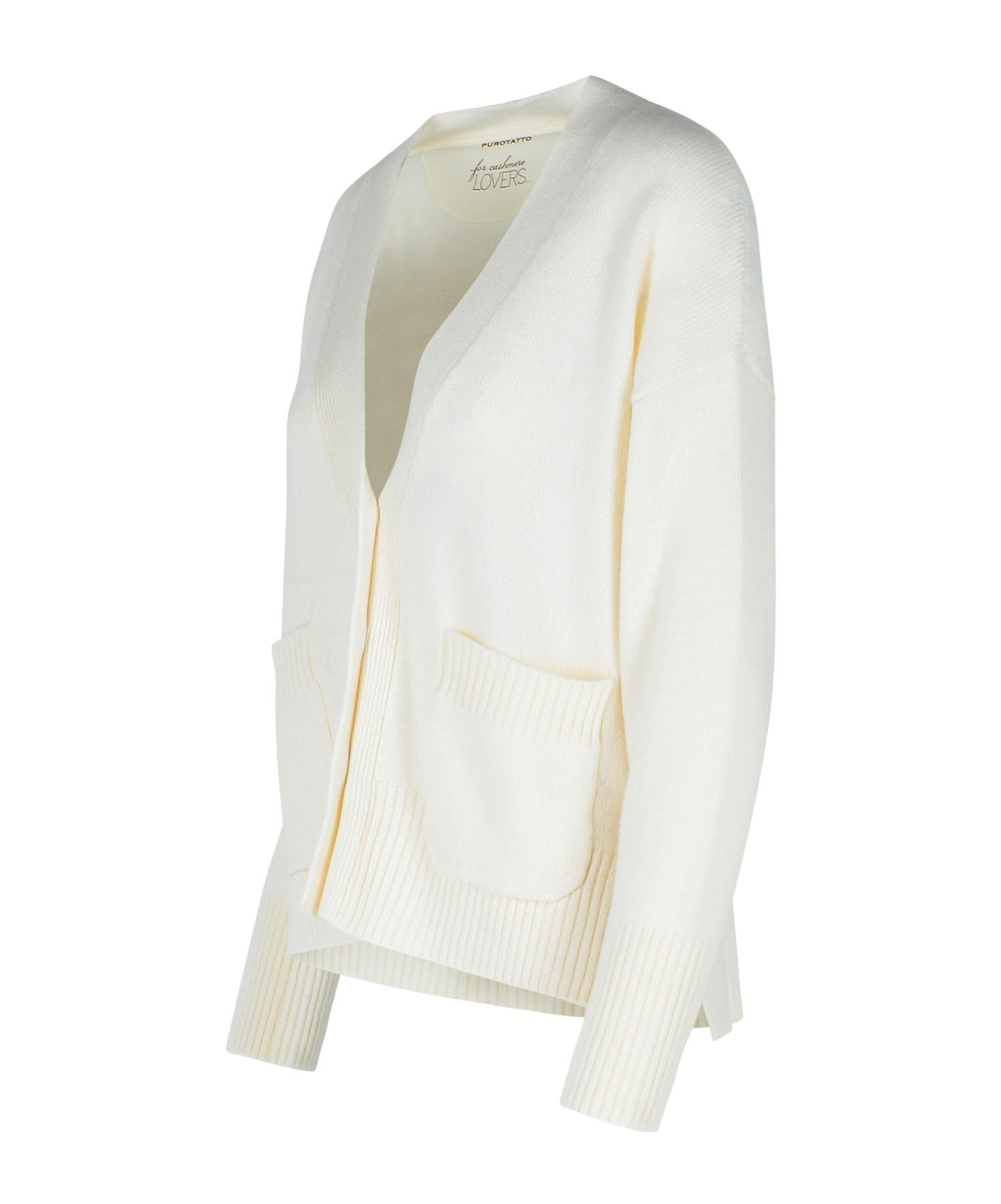 Purotatto V-neck Knitted Cardigan In White