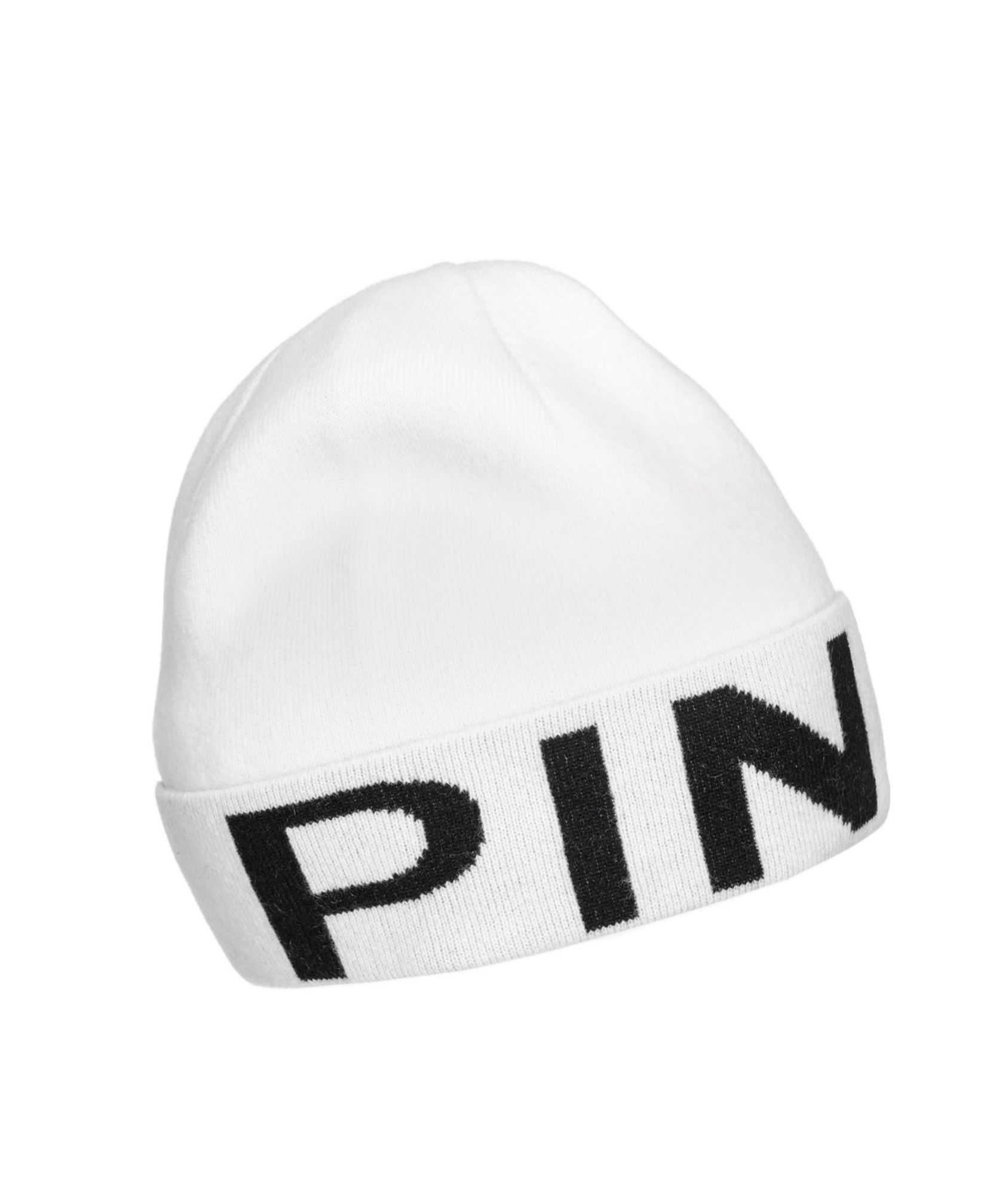 Pinko Intarsia Knit-logo Two-tone Beanie