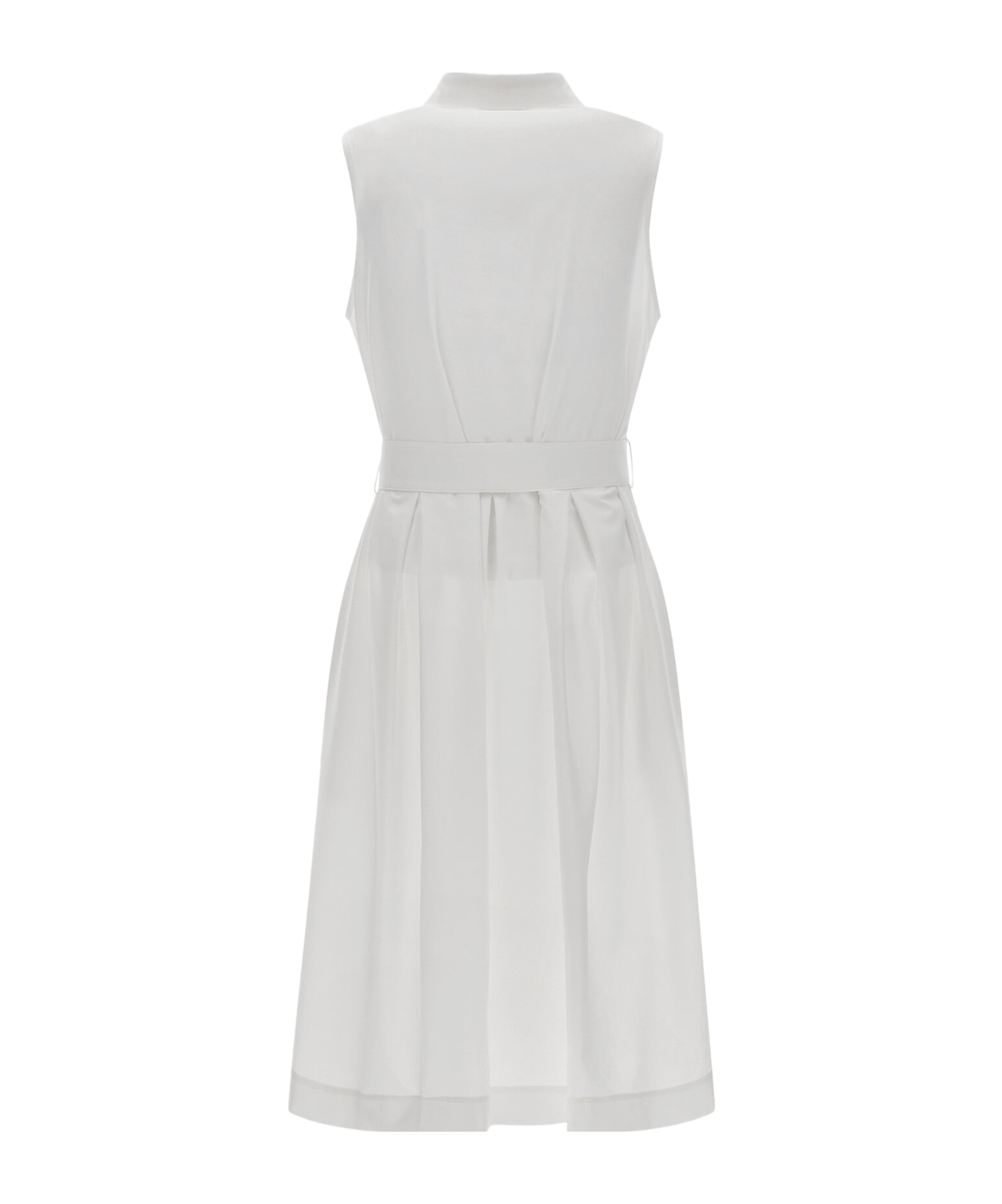 Herno White Sleeveless Dress With Classic Collar And Adjustable Belt In Tech Fabric Stretch Woman In White