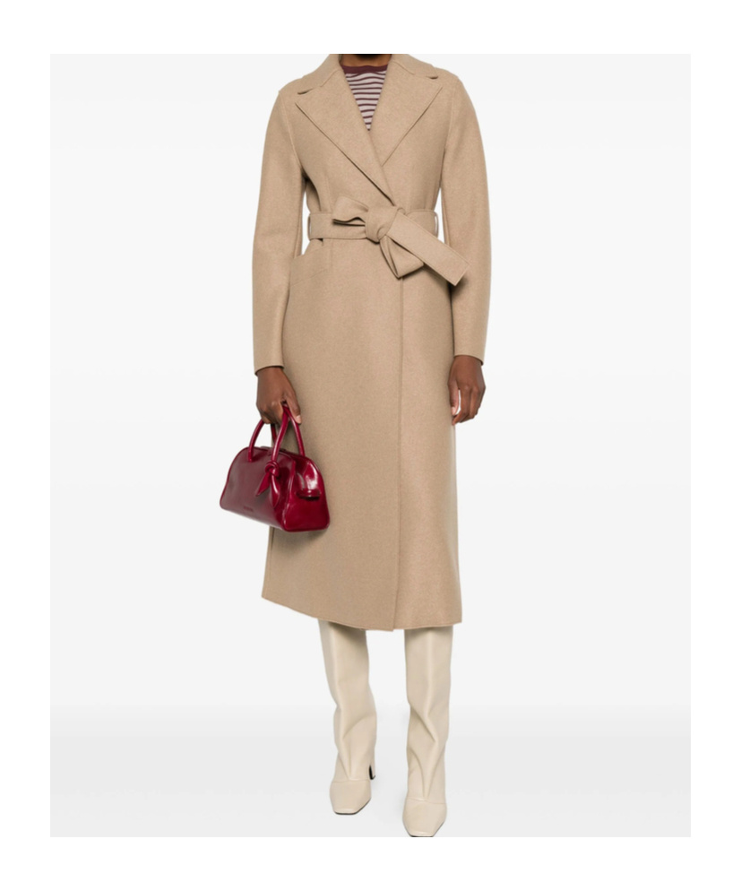 Harris Wharf London Belted-wool Coat In Neutral